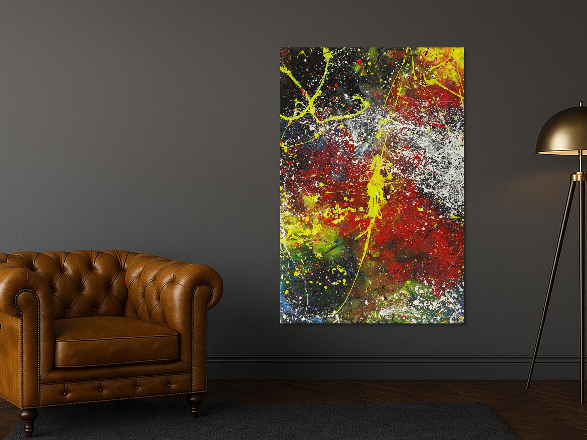 Abstraktes Gemälde Action Painting bunt Modern Art handgemalt auf Leinwand