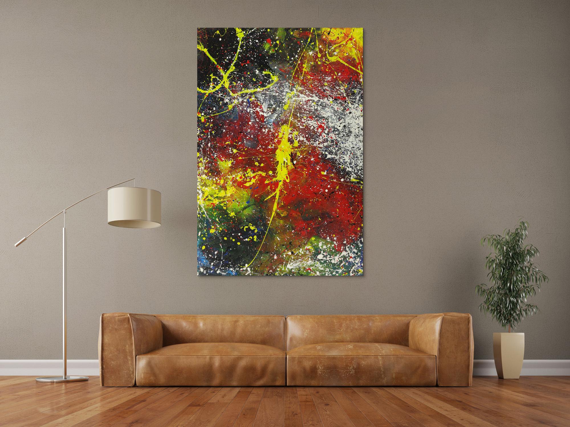 Abstraktes Gemälde Action Painting bunt Modern Art handgemalt auf Leinwand