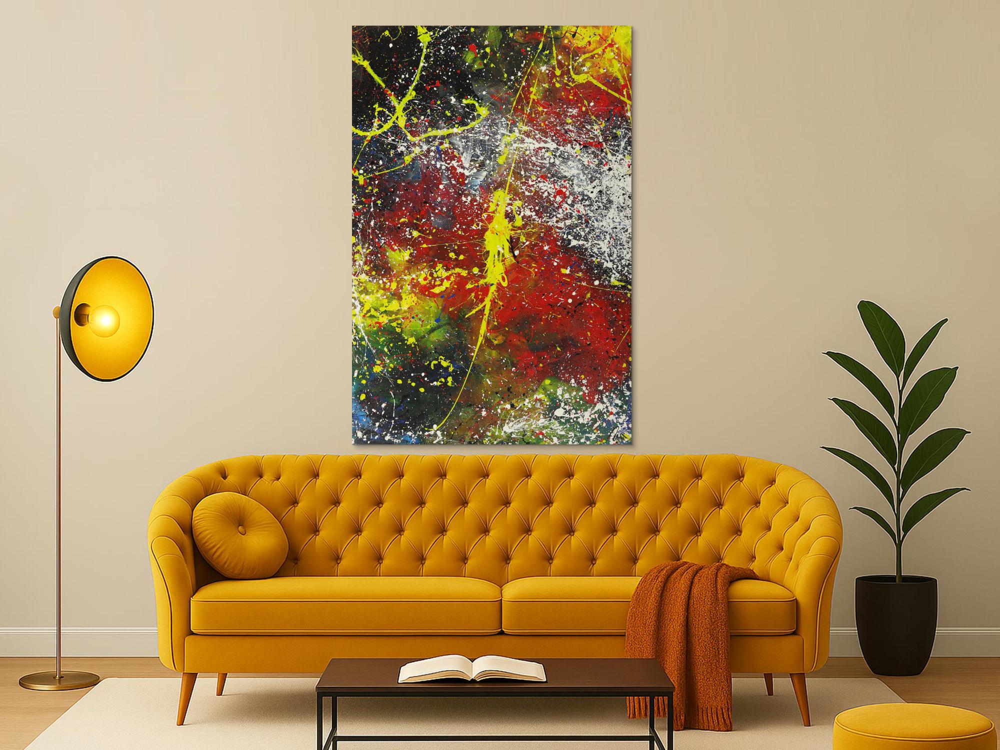 Abstraktes Gemälde Action Painting bunt Modern Art handgemalt auf Leinwand