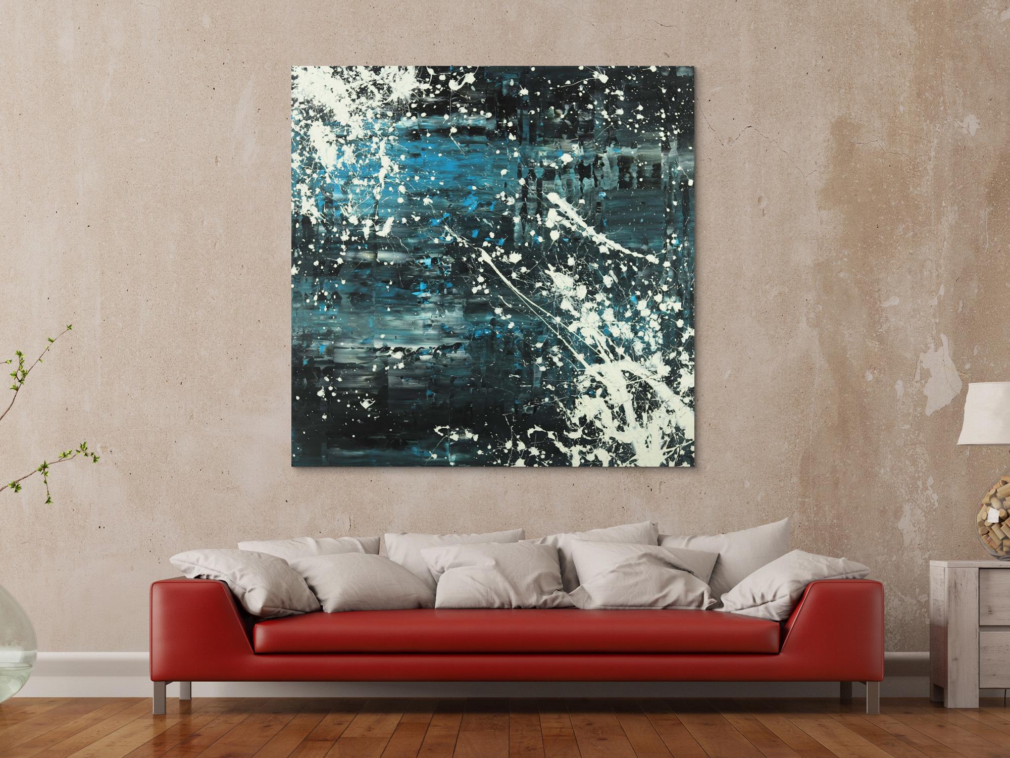 Abstraktes Acrylbild Modern Art Spachteltechnik Action Painting groß auf Leinwand handgemalt