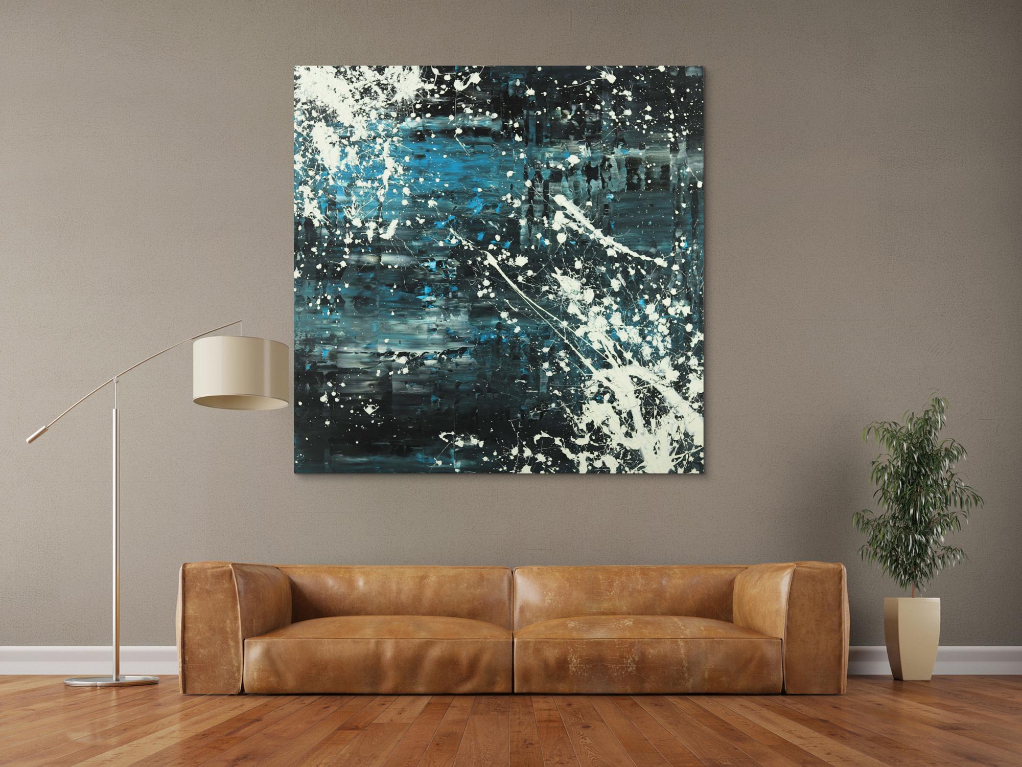 Abstraktes Acrylbild Modern Art Spachteltechnik Action Painting groß auf Leinwand handgemalt