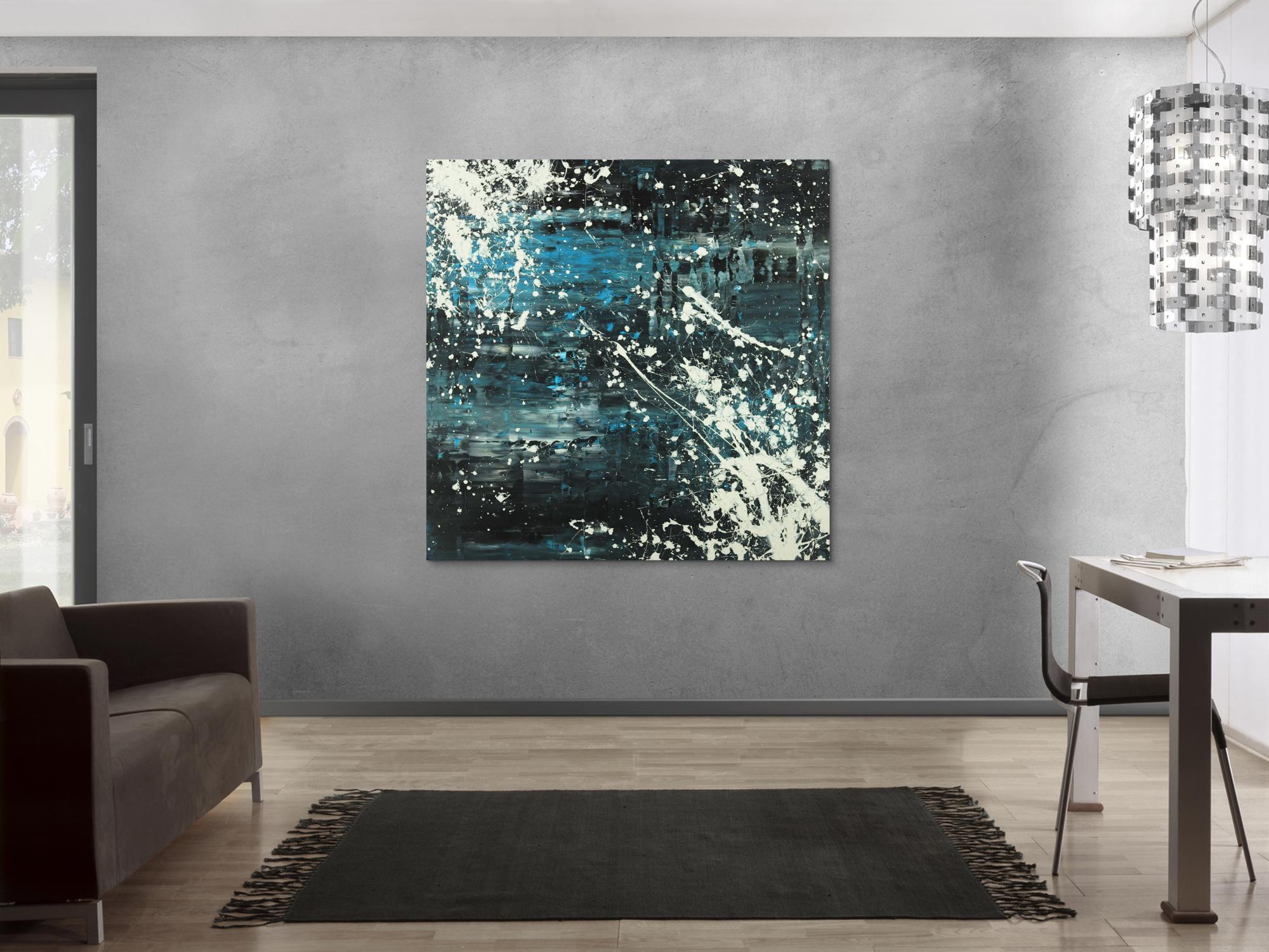 Abstraktes Acrylbild Modern Art Spachteltechnik Action Painting groß auf Leinwand handgemalt