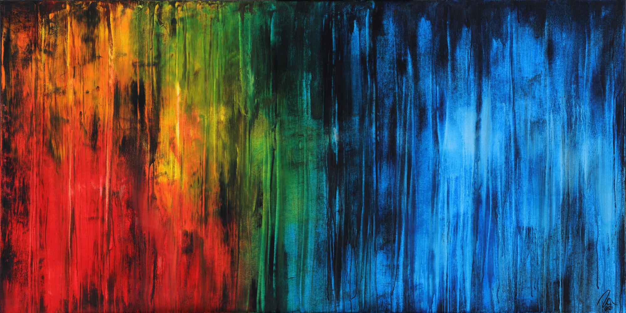 Abstraktes Gemälde auf Leinwand sehr bunt zeitgenössische Malerei groß