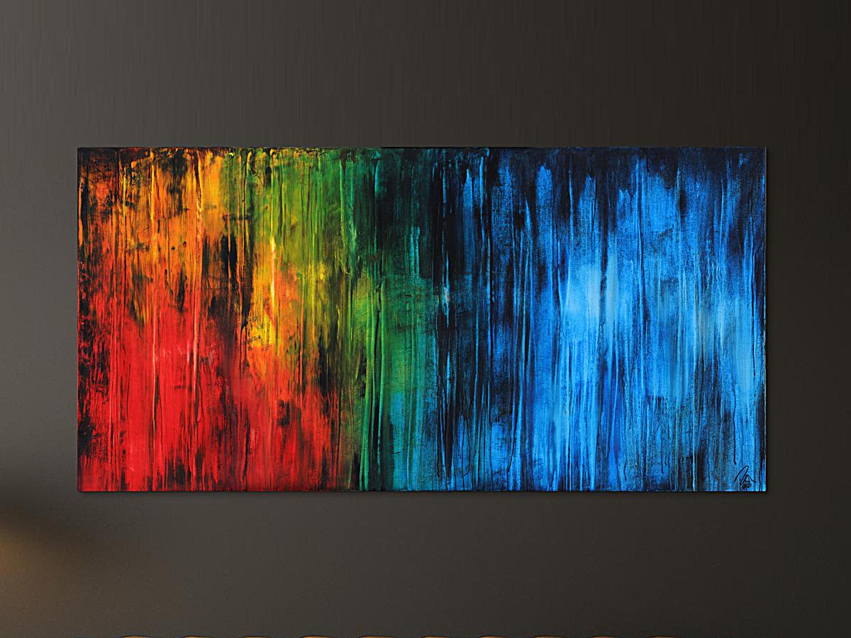 Abstraktes Gemälde auf Leinwand sehr bunt zeitgenössische Malerei groß