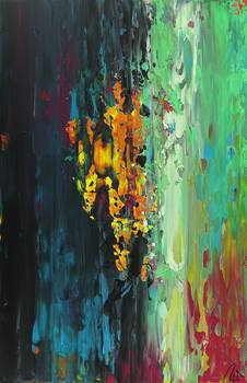 Abstraktes Acrylbild handgemalt originales Gemälde Spachteltechnik Modern Art Hochformat abstrakt expressionistisch