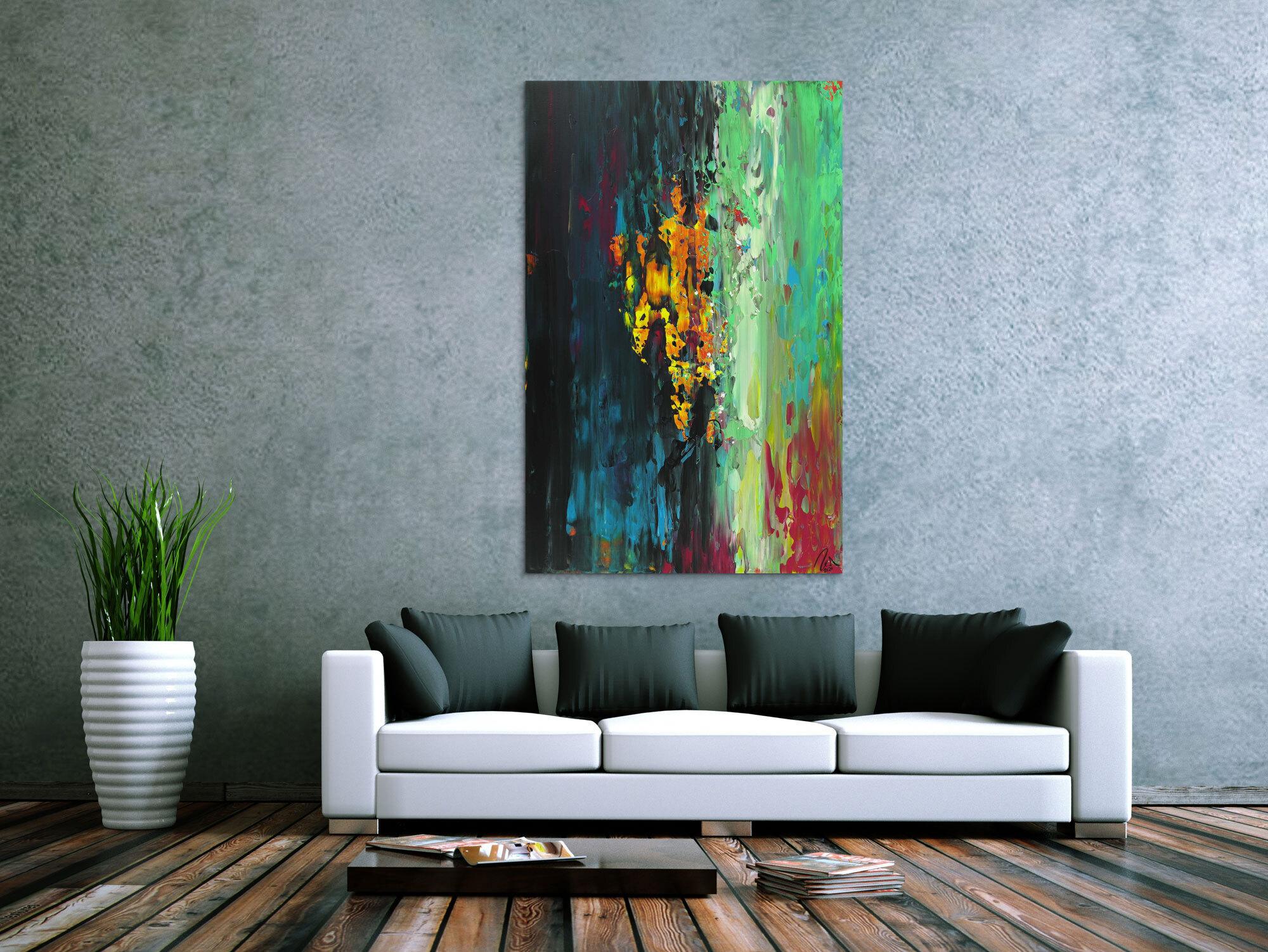 Abstraktes Acrylbild handgemalt originales Gemälde Spachteltechnik Modern Art Hochformat abstrakt expressionistisch