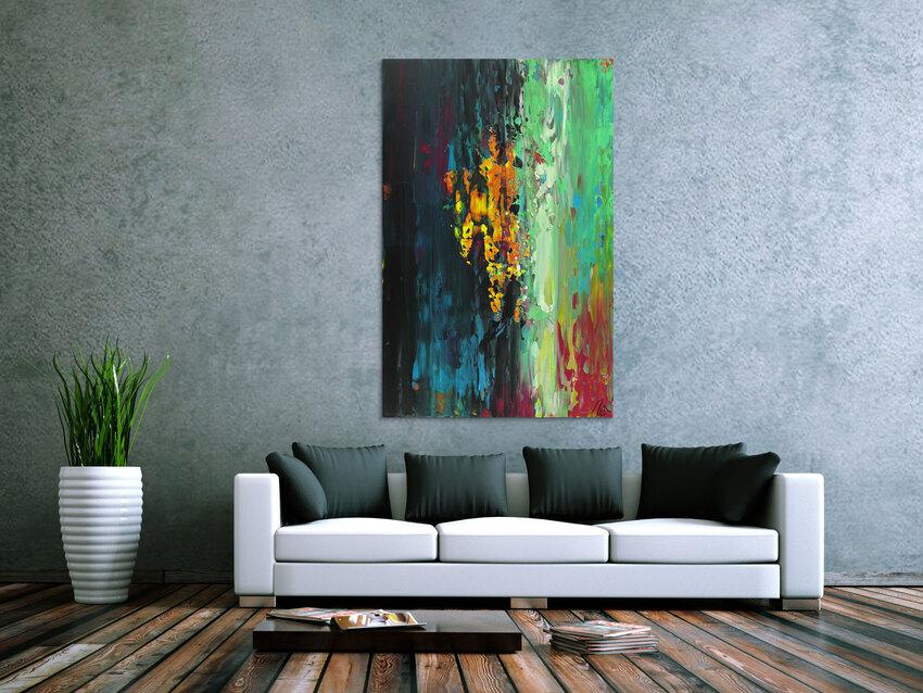 Abstraktes Acrylbild handgemalt originales Gemälde Spachteltechnik Modern Art Hochformat abstrakt expressionistisch