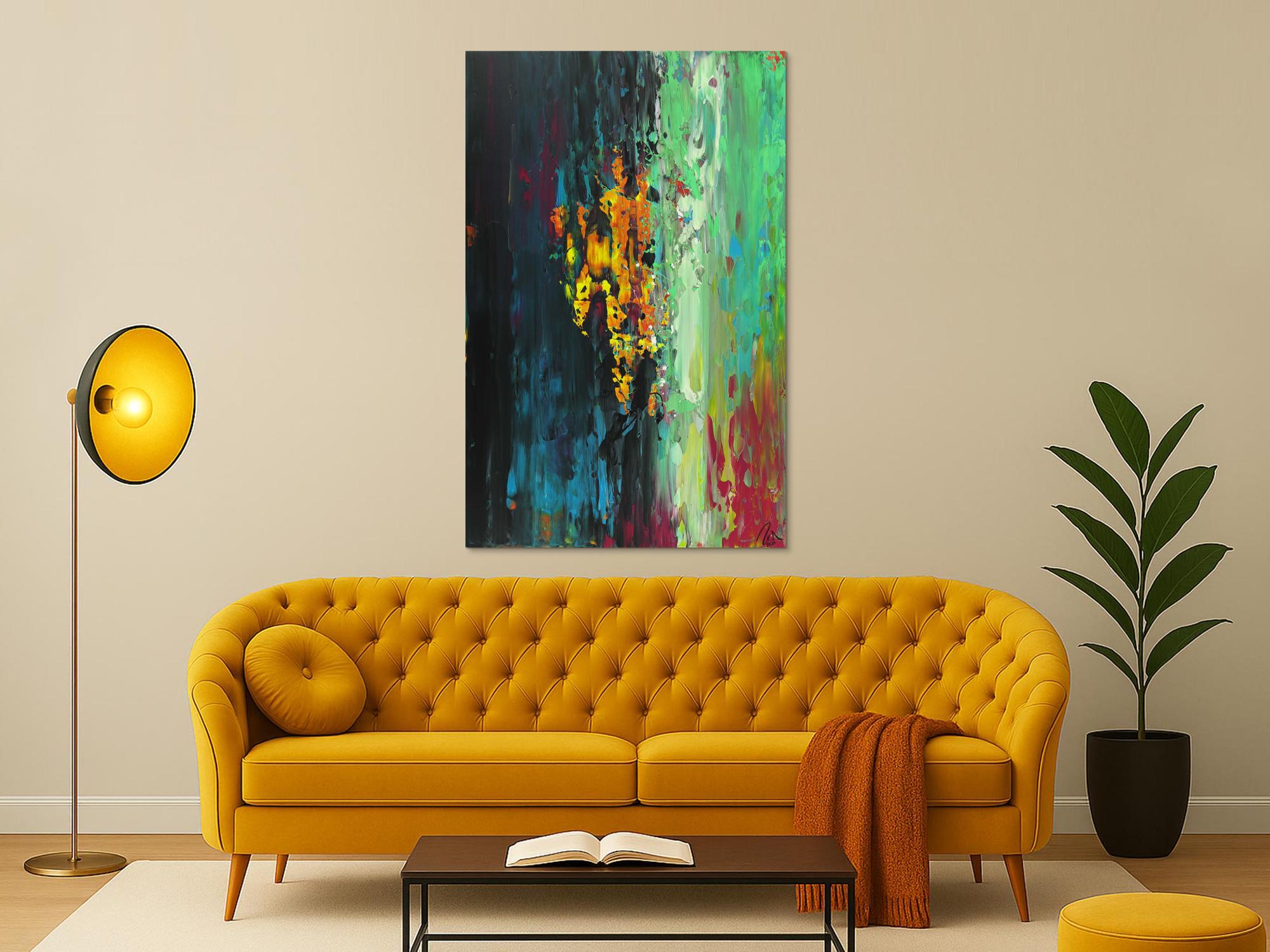 Abstraktes Acrylbild handgemalt originales Gemälde Spachteltechnik Modern Art Hochformat abstrakt expressionistisch