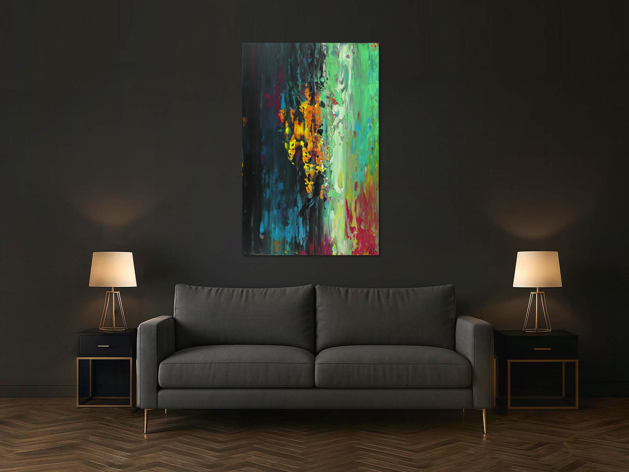 Abstraktes Acrylbild handgemalt originales Gemälde Spachteltechnik Modern Art Hochformat abstrakt expressionistisch