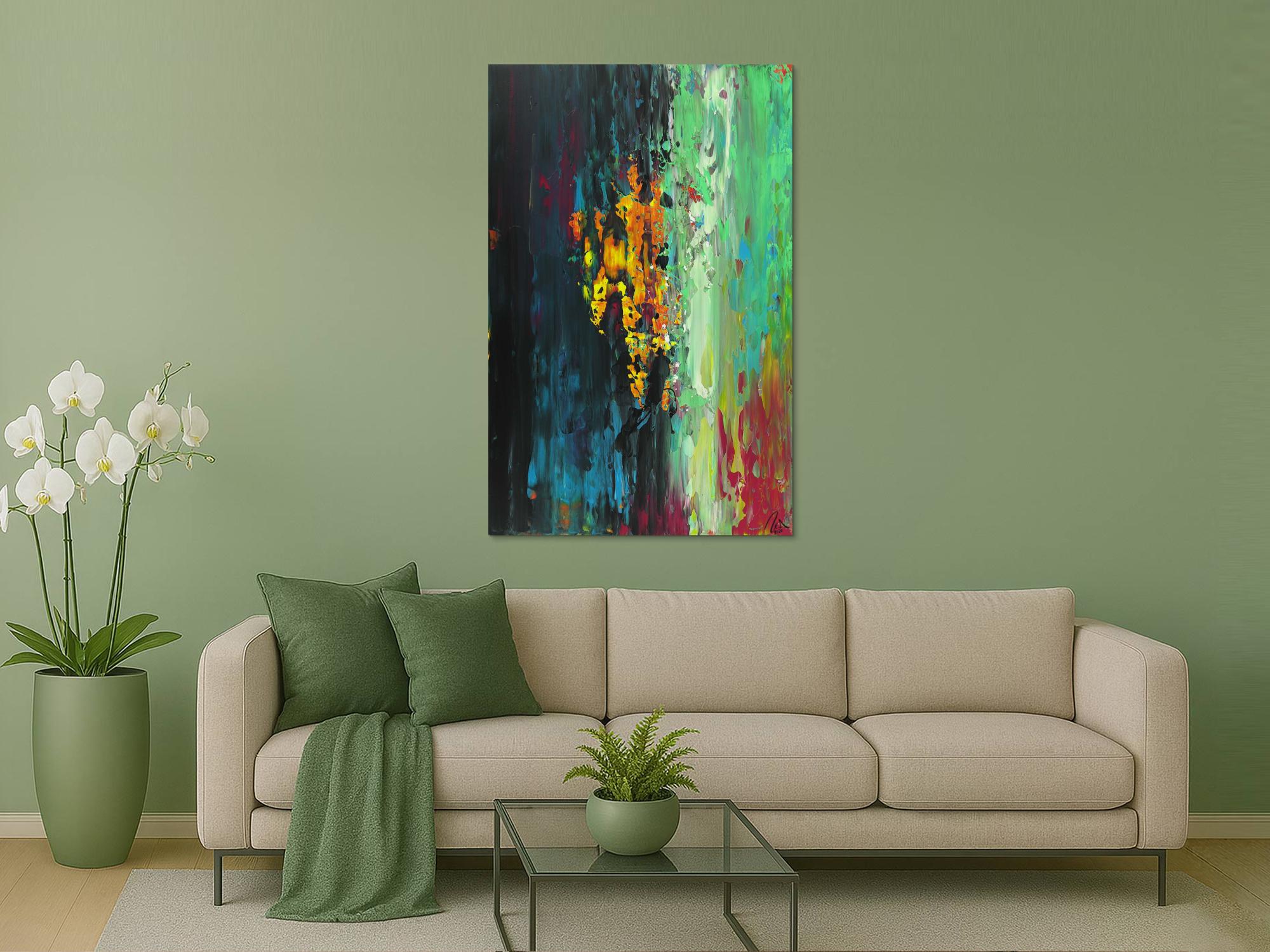 Abstraktes Acrylbild handgemalt originales Gemälde Spachteltechnik Modern Art Hochformat abstrakt expressionistisch