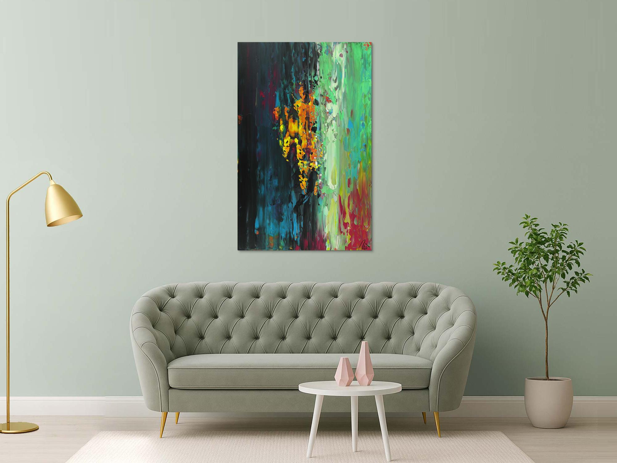 Abstraktes Acrylbild handgemalt originales Gemälde Spachteltechnik Modern Art Hochformat abstrakt expressionistisch