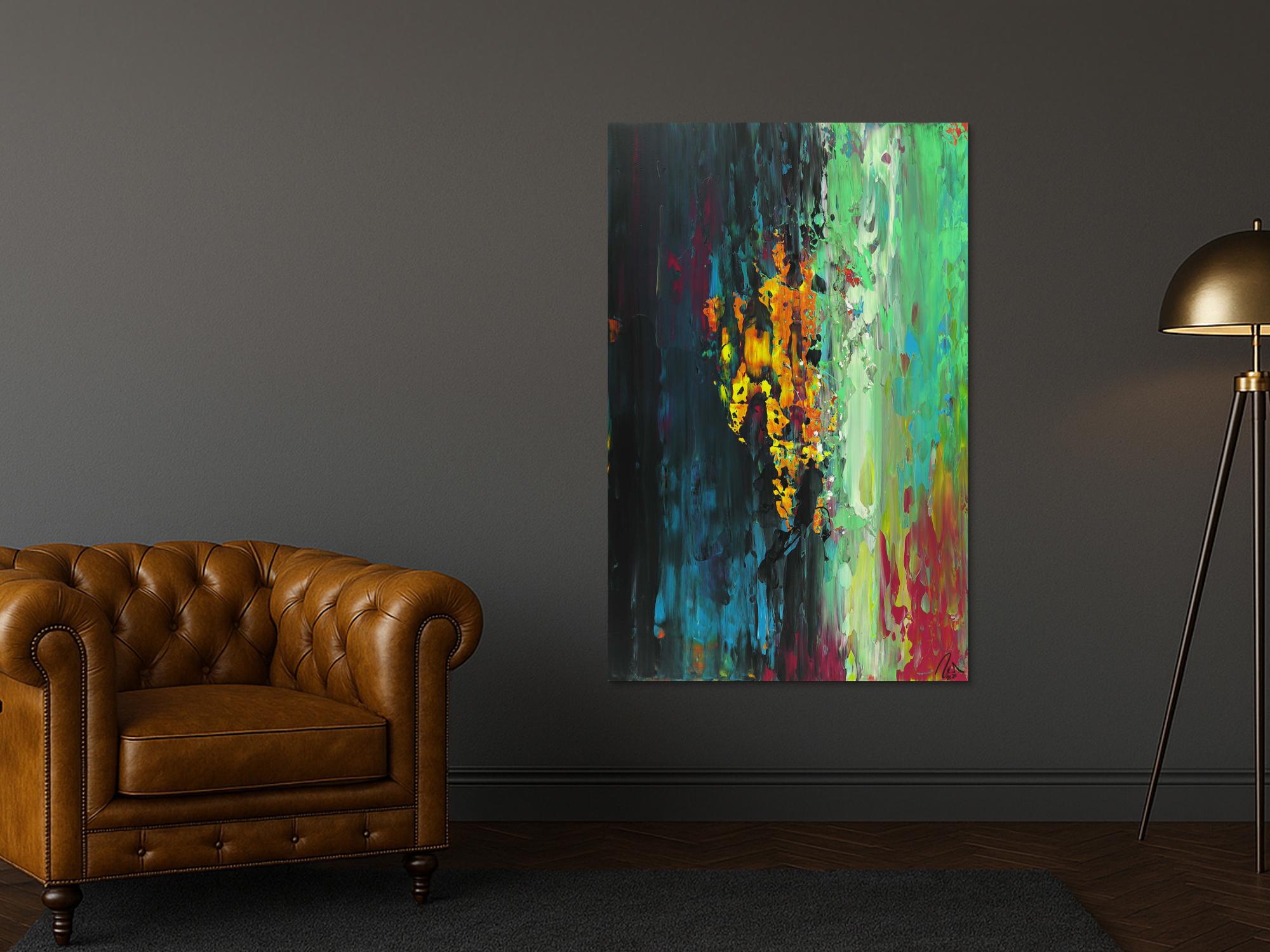 Abstraktes Acrylbild handgemalt originales Gemälde Spachteltechnik Modern Art Hochformat abstrakt expressionistisch