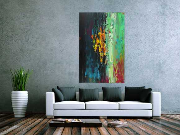 Abstraktes Acrylbild handgemalt originales Gemälde Spachteltechnik Modern Art Hochformat abstrakt expressionistisch