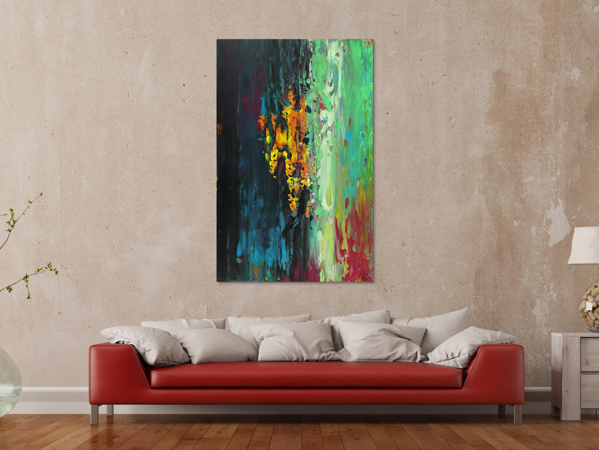 Abstraktes Acrylbild handgemalt originales Gemälde Spachteltechnik Modern Art Hochformat abstrakt expressionistisch