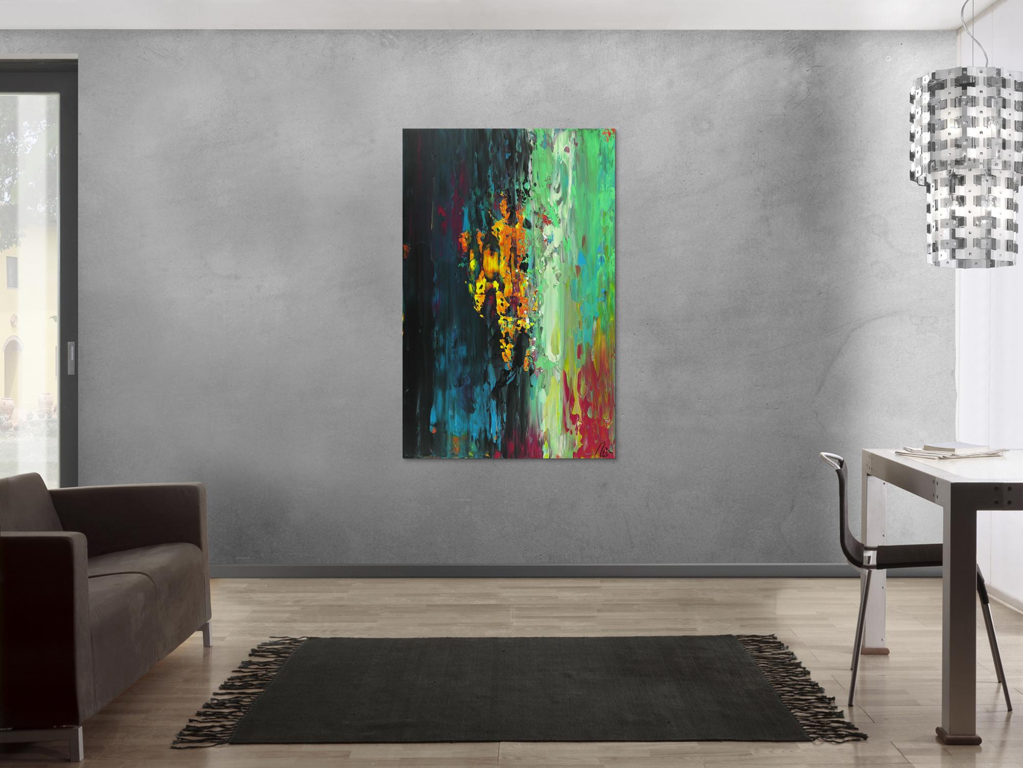 Abstraktes Acrylbild handgemalt originales Gemälde Spachteltechnik Modern Art Hochformat abstrakt expressionistisch