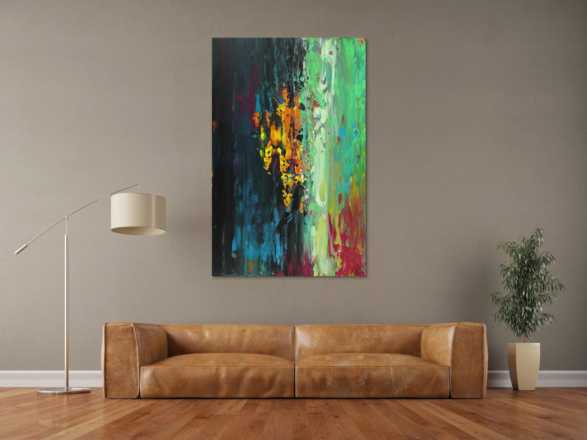 Abstraktes Acrylbild handgemalt originales Gemälde Spachteltechnik Modern Art Hochformat abstrakt expressionistisch