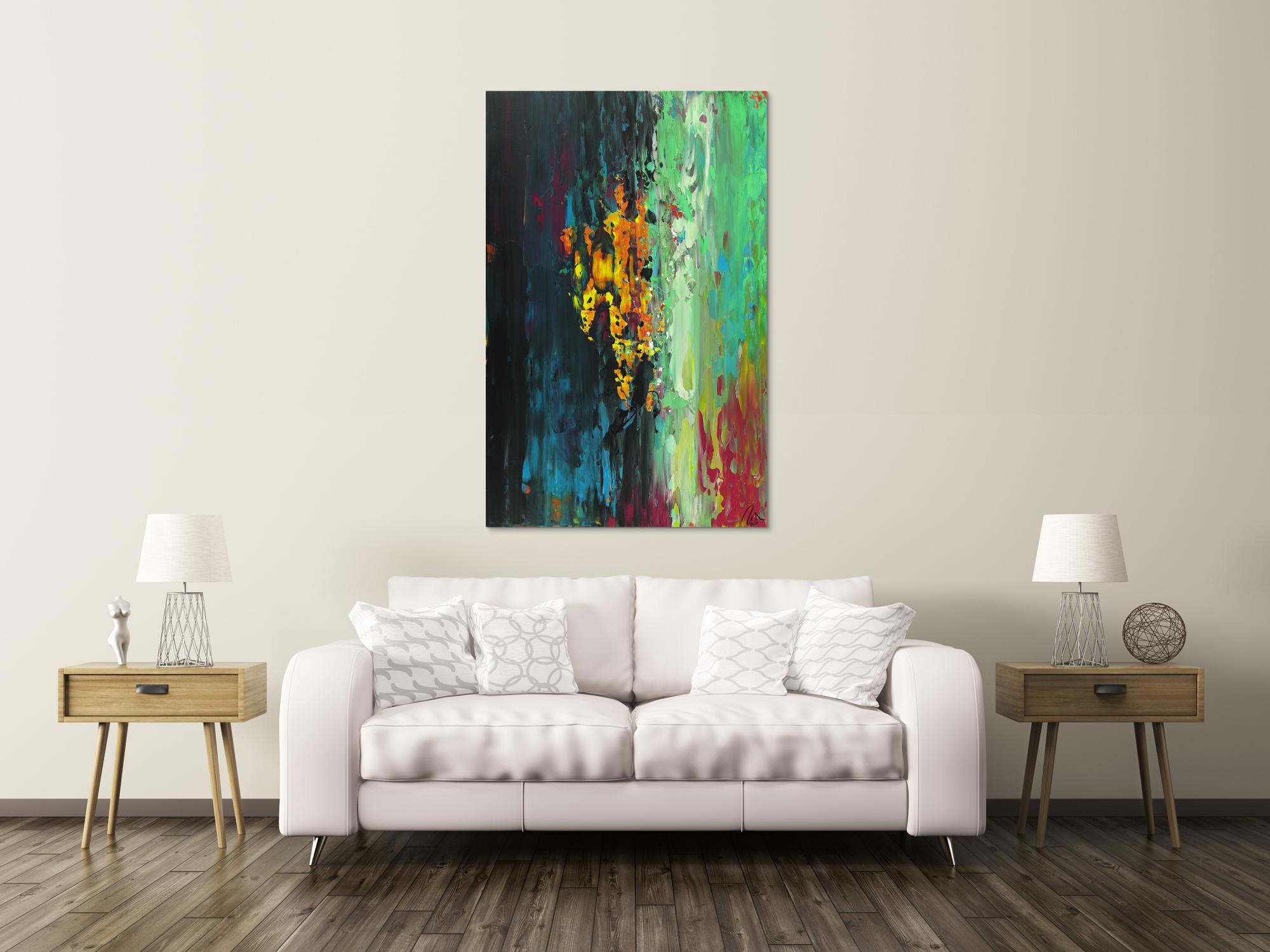 Abstraktes Acrylbild handgemalt originales Gemälde Spachteltechnik Modern Art Hochformat abstrakt expressionistisch