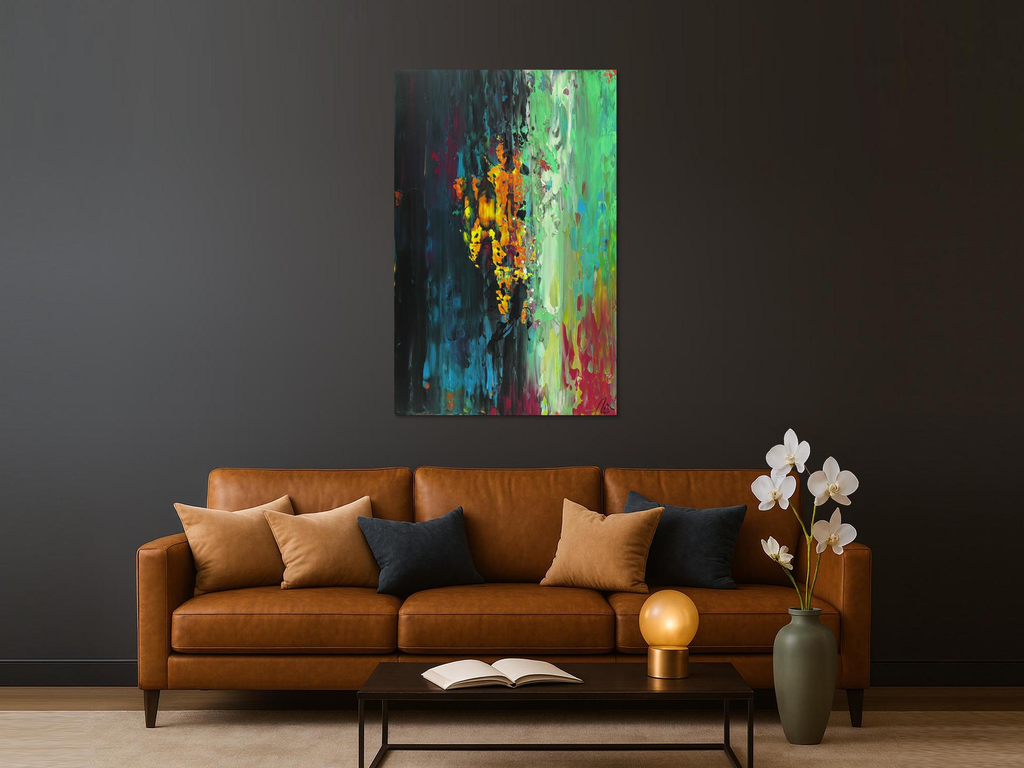 Abstraktes Acrylbild handgemalt originales Gemälde Spachteltechnik Modern Art Hochformat abstrakt expressionistisch