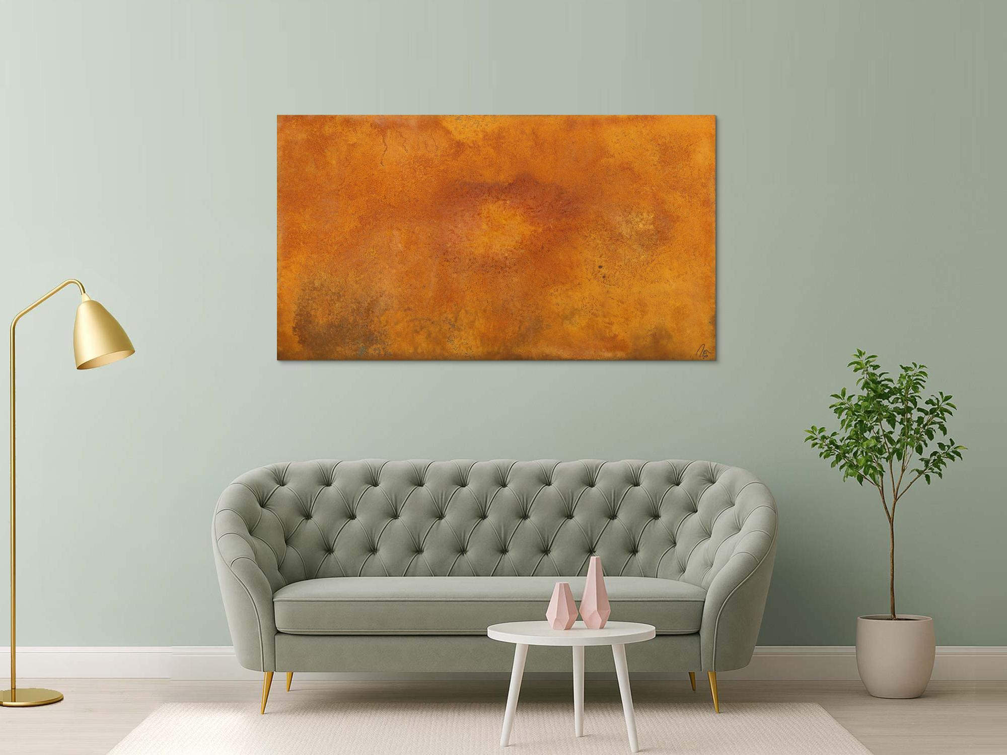 Abstraktes Gemälde aus echtem Rost handgemalt auf Leinwand Modern Art