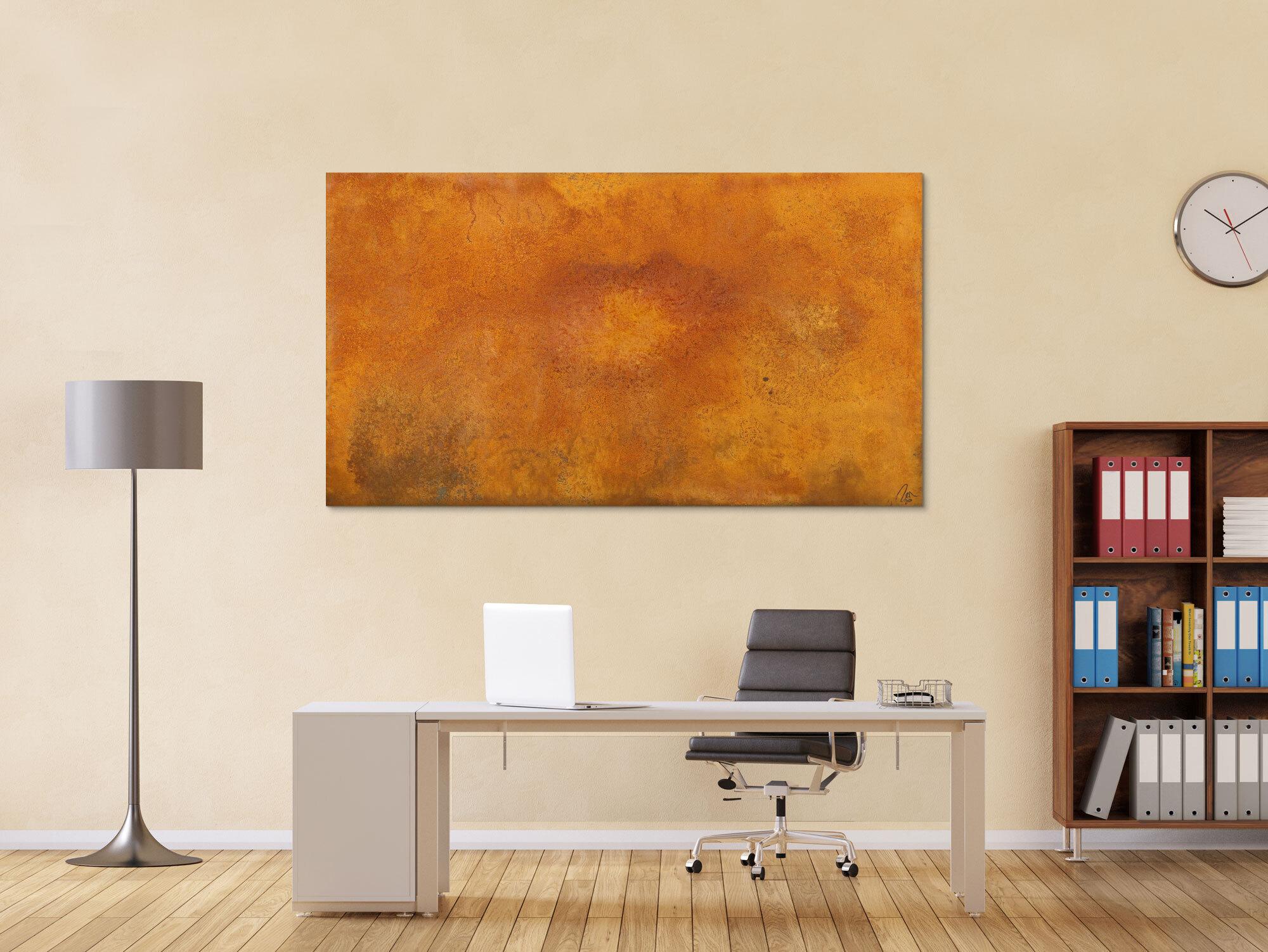 Abstraktes Gemälde aus echtem Rost handgemalt auf Leinwand Modern Art