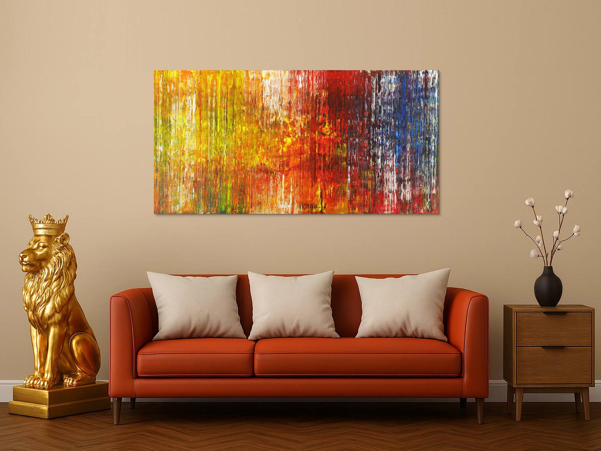 Abstraktes Gemälde Spachteltechnik auf Leinwand handgemalt