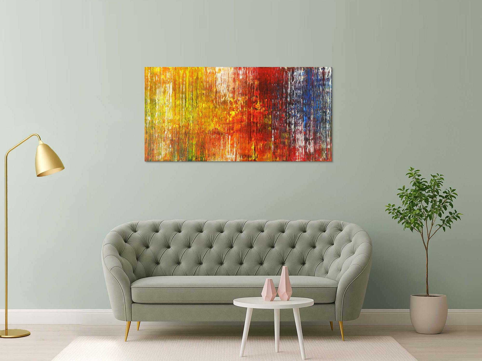 Abstraktes Gemälde Spachteltechnik auf Leinwand handgemalt