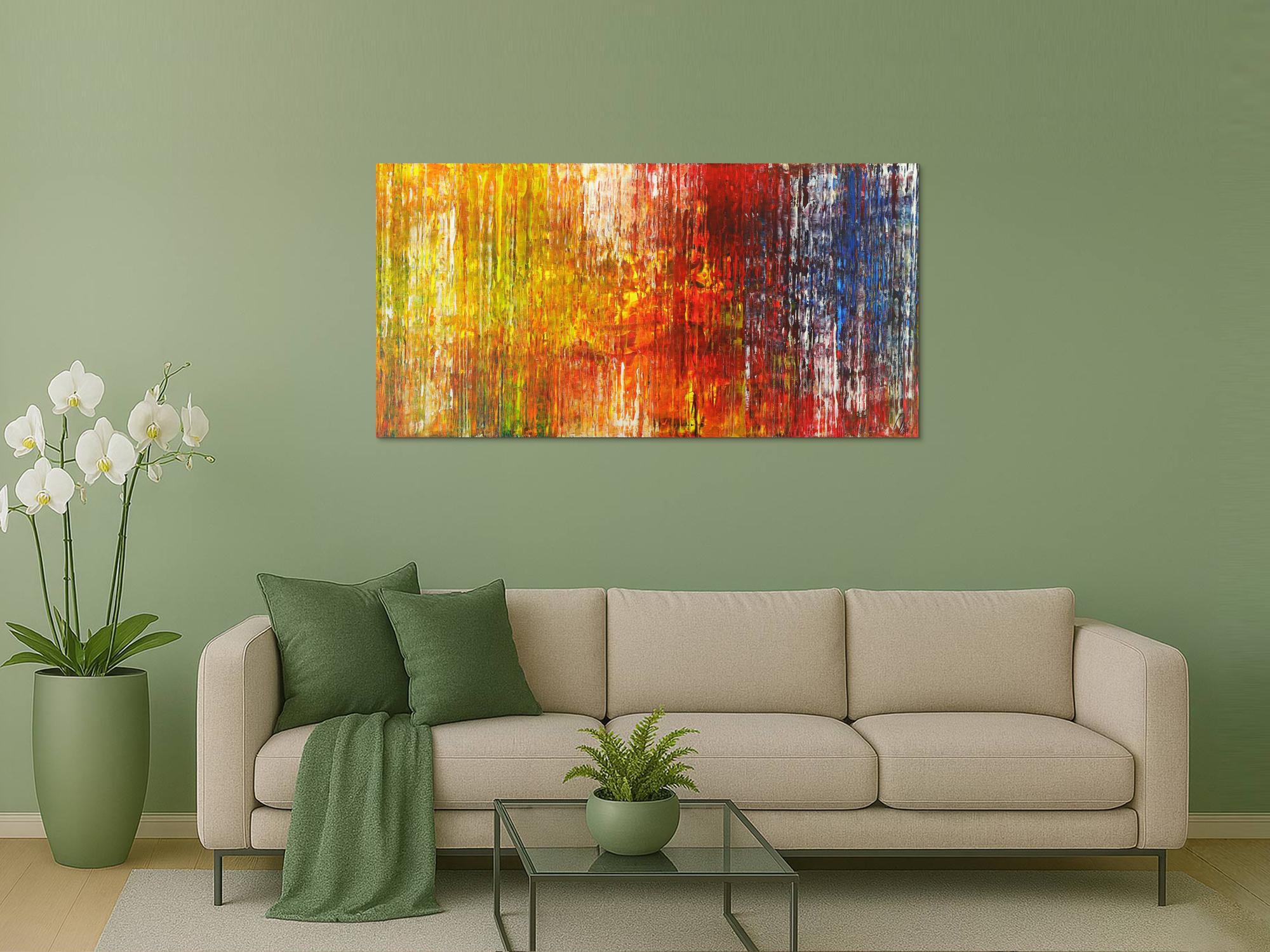 Abstraktes Gemälde Spachteltechnik auf Leinwand handgemalt