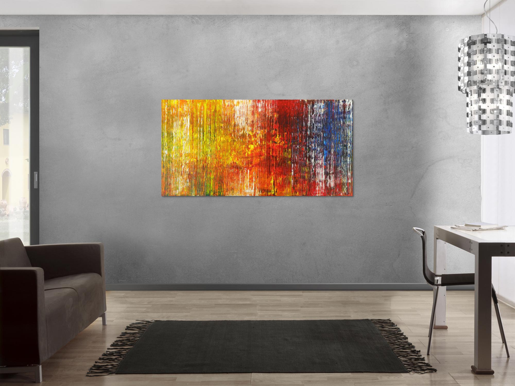 Abstraktes Gemälde Spachteltechnik auf Leinwand handgemalt