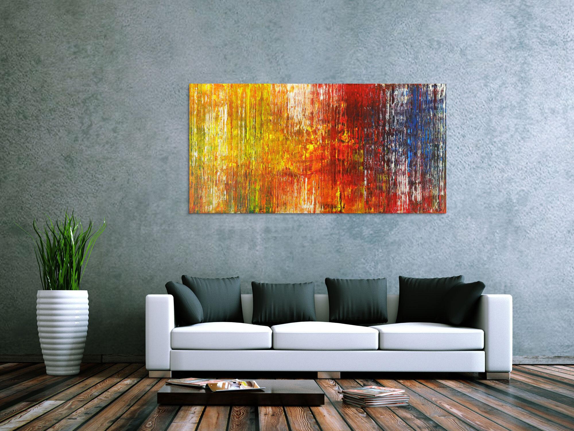 Abstraktes Gemälde Spachteltechnik auf Leinwand handgemalt