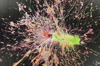 Abstraktes Acrylbild auf Leinwand Action Paniting Modern Art Großformat XXL