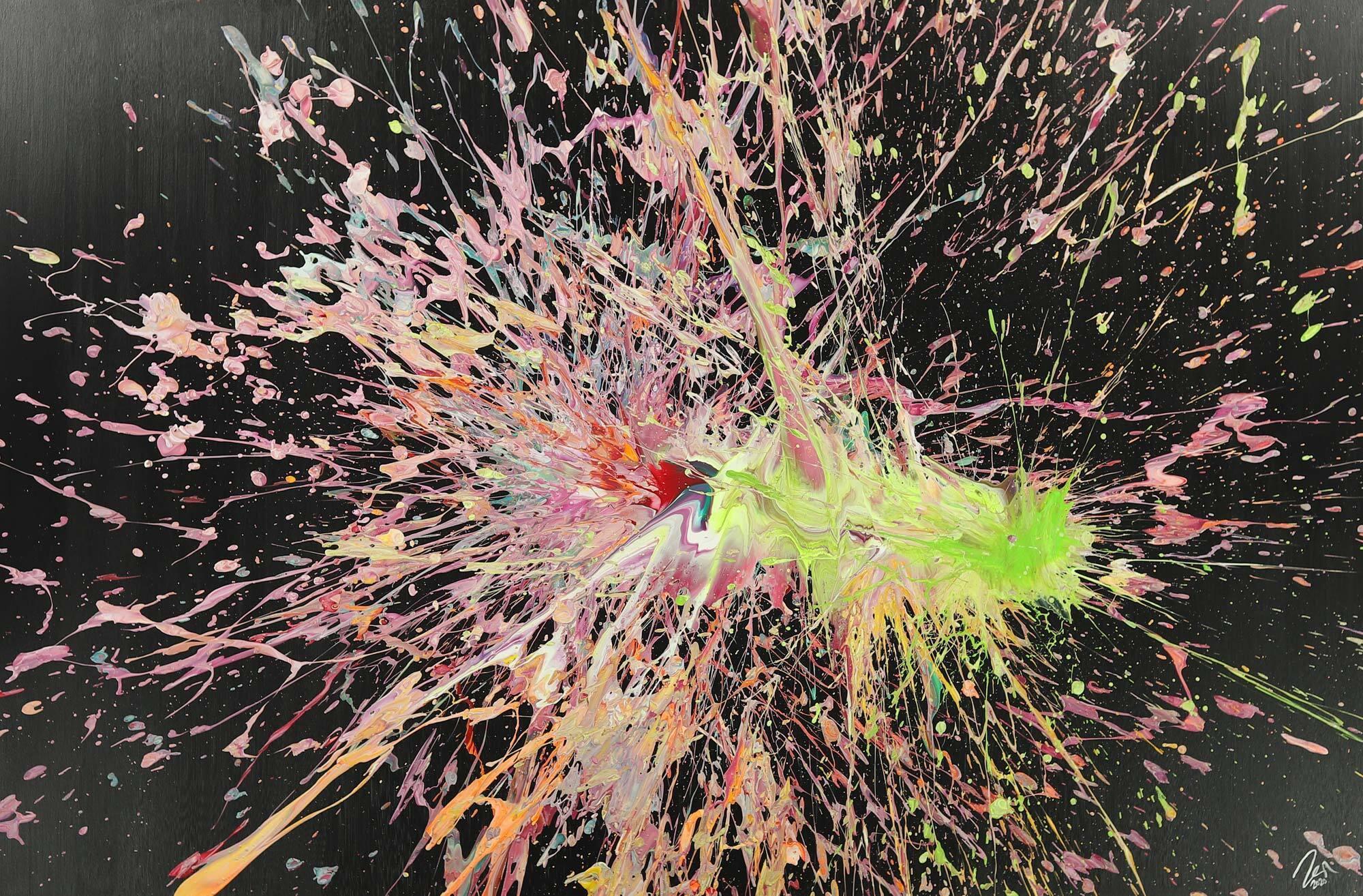 Abstraktes Acrylbild auf Leinwand Action Paniting Modern Art Großformat XXL