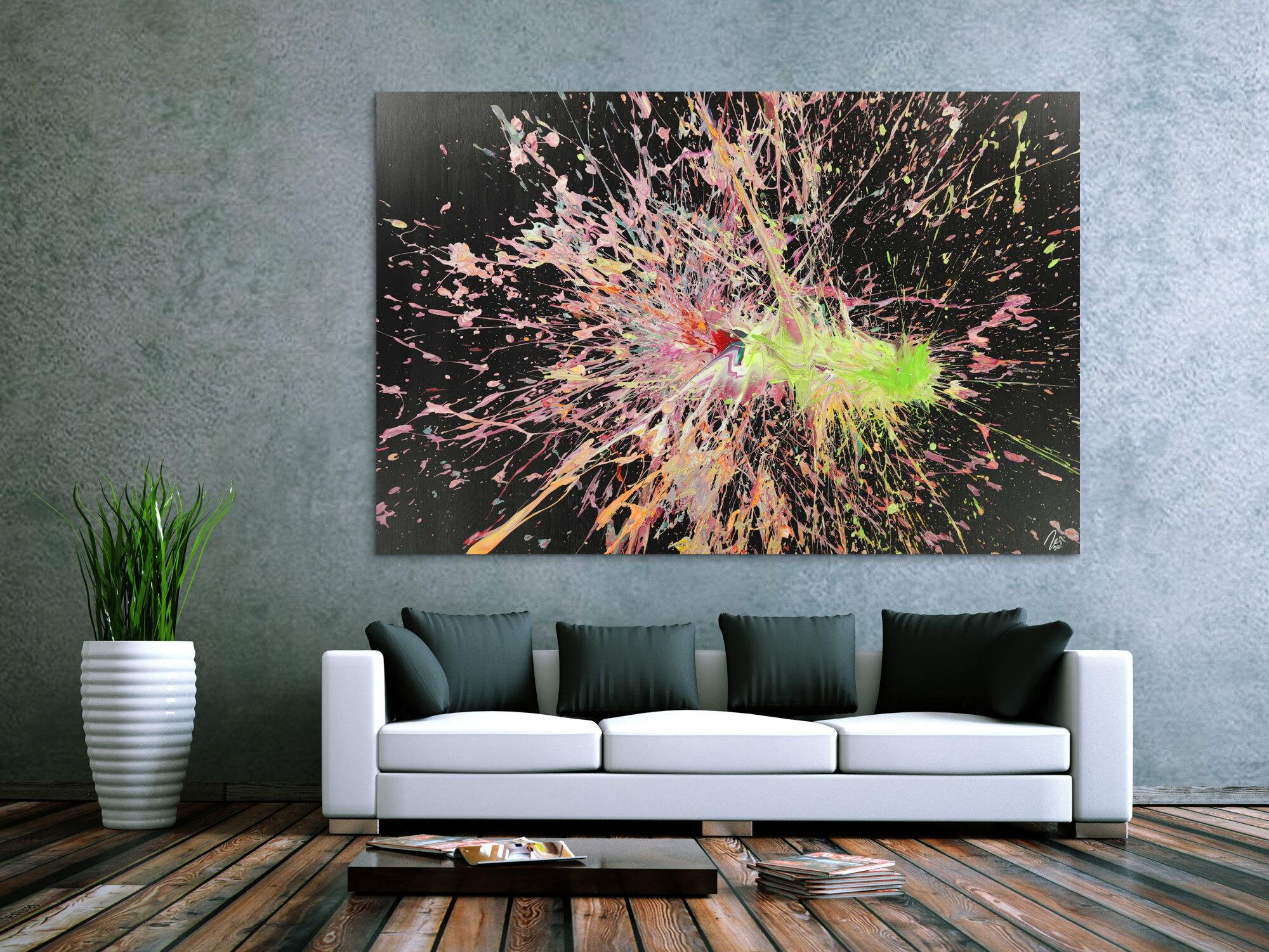 Abstraktes Acrylbild auf Leinwand Action Paniting Modern Art Großformat XXL