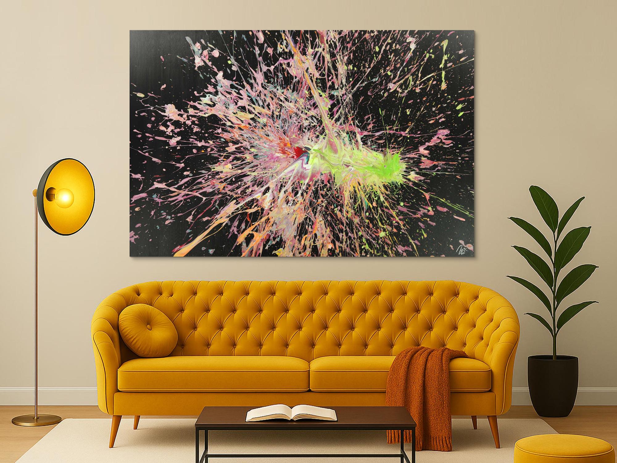 Abstraktes Acrylbild auf Leinwand Action Paniting Modern Art Großformat XXL