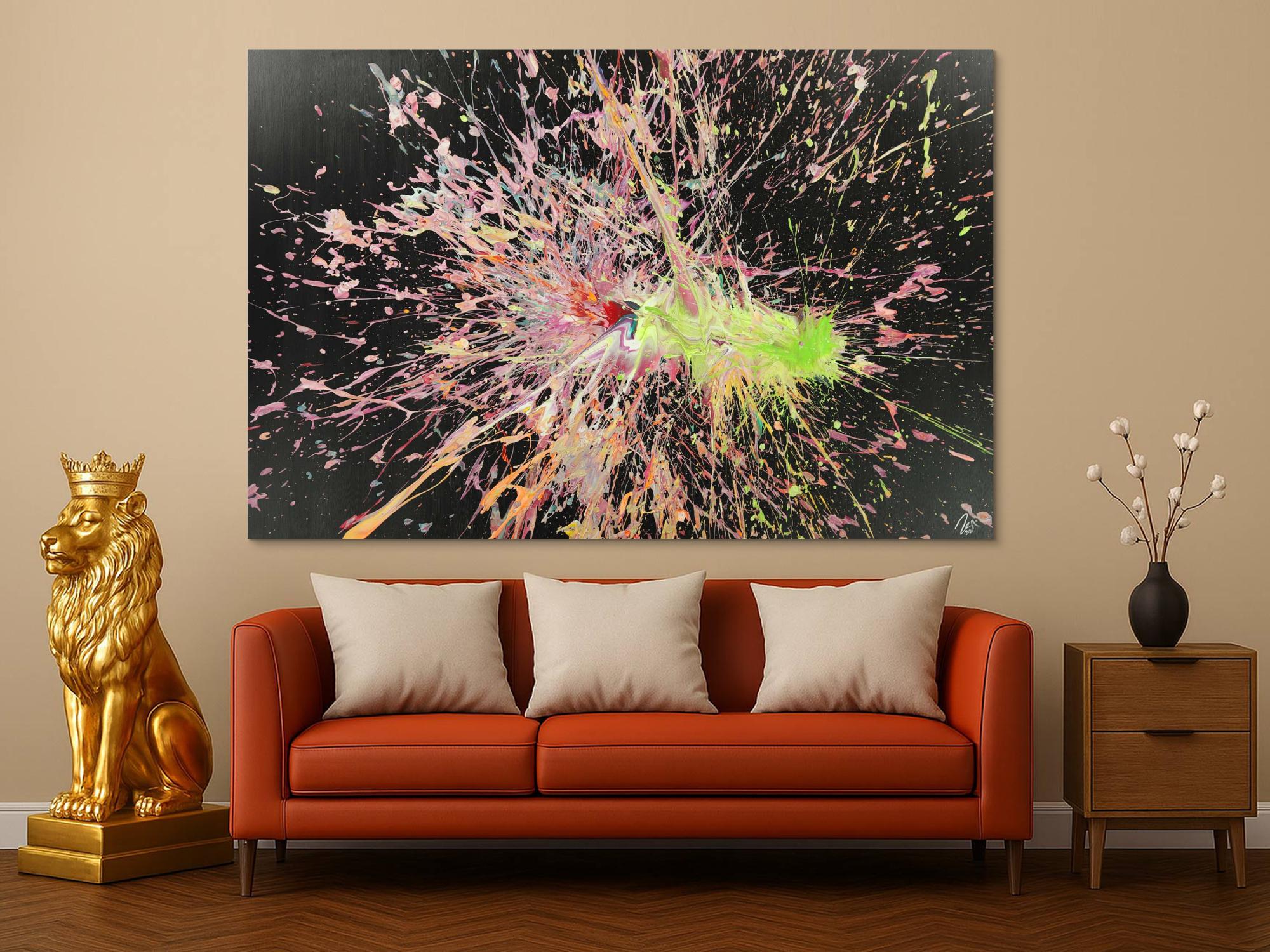 Abstraktes Acrylbild auf Leinwand Action Paniting Modern Art Großformat XXL