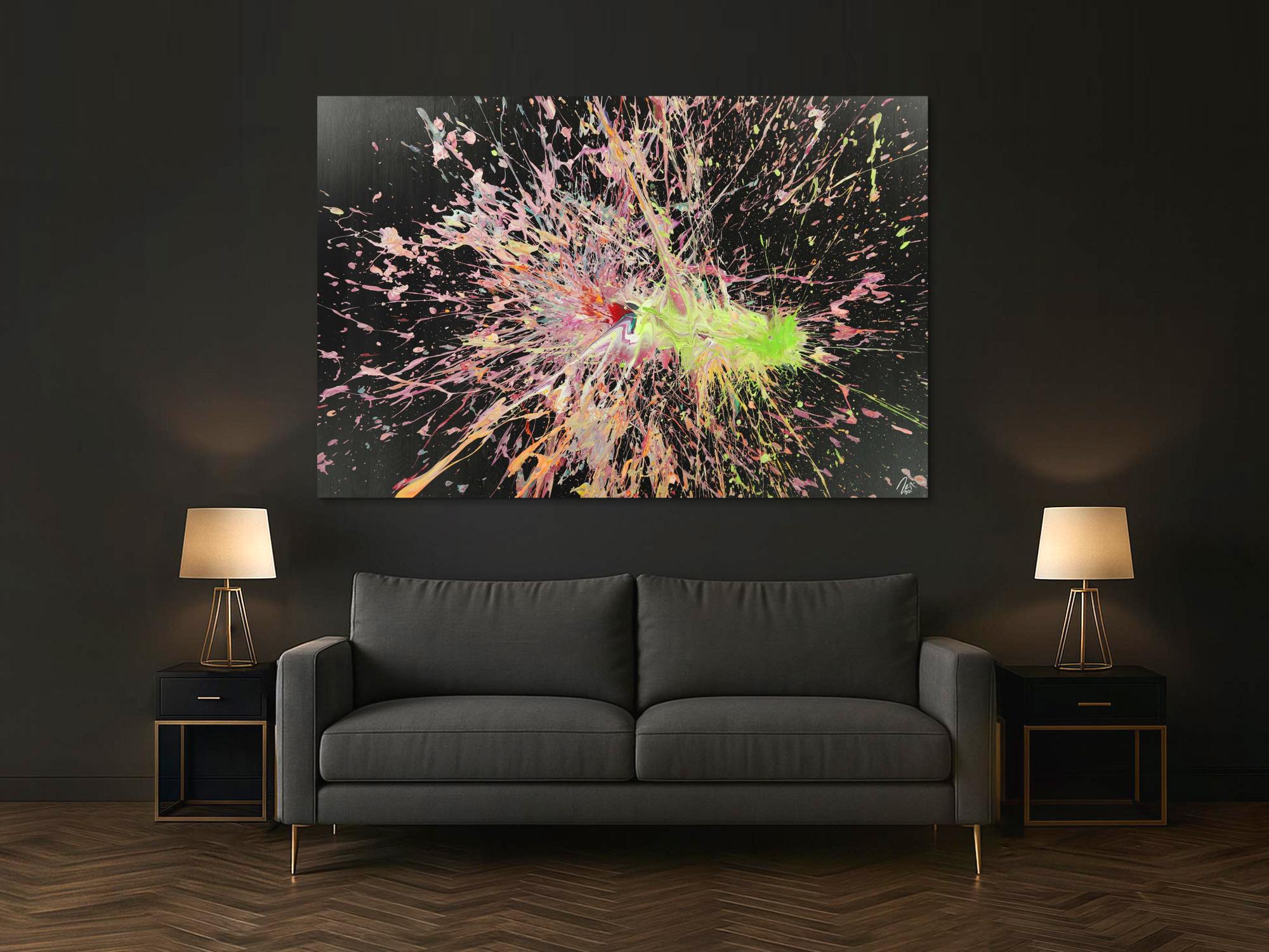 Abstraktes Acrylbild auf Leinwand Action Paniting Modern Art Großformat XXL