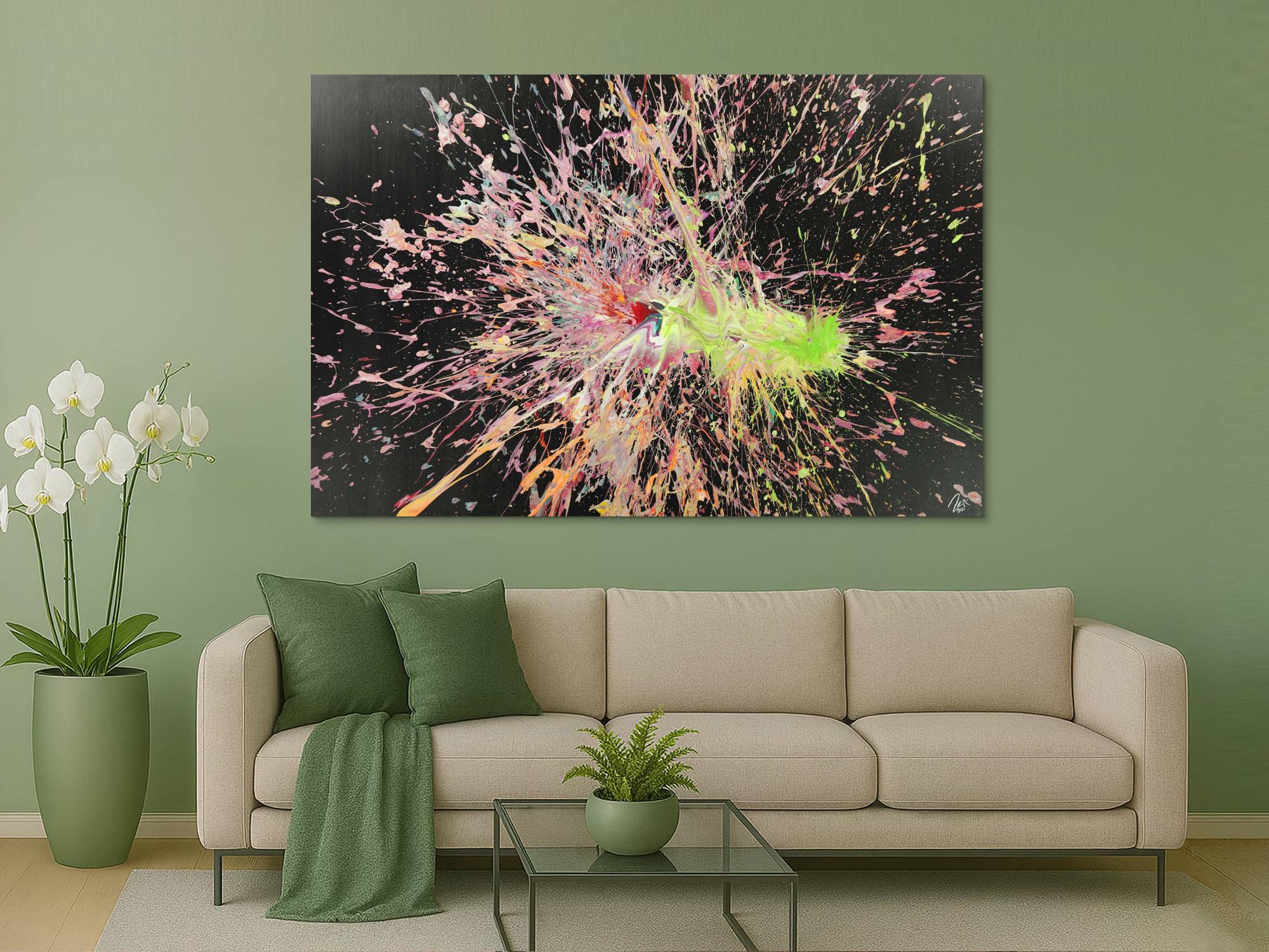 Abstraktes Acrylbild auf Leinwand Action Paniting Modern Art Großformat XXL