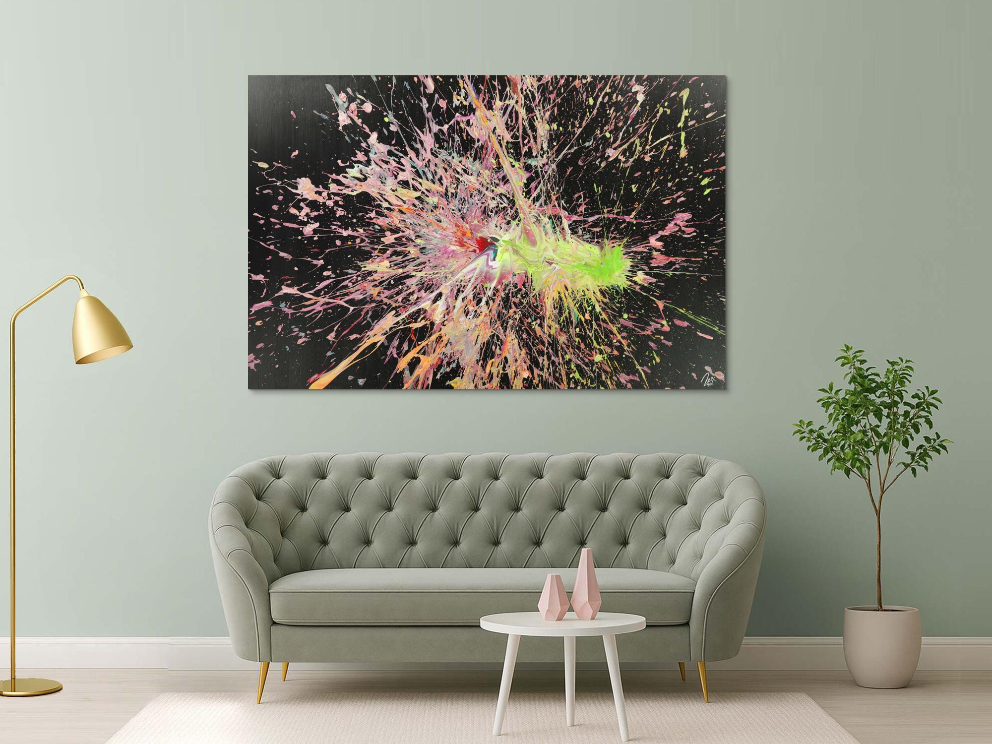 Abstraktes Acrylbild auf Leinwand Action Paniting Modern Art Großformat XXL