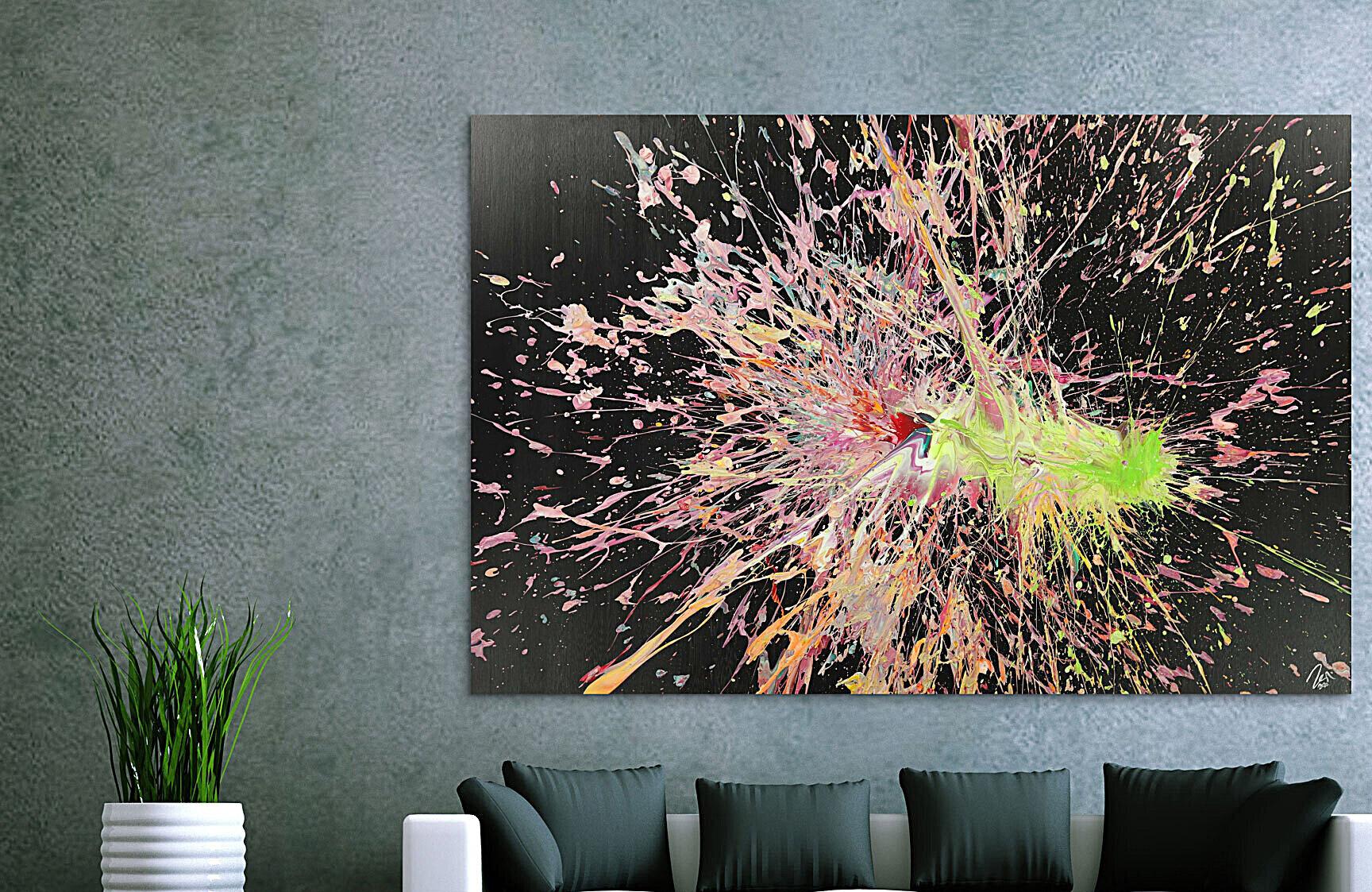 Abstraktes Acrylbild auf Leinwand Action Paniting Modern Art Großformat XXL