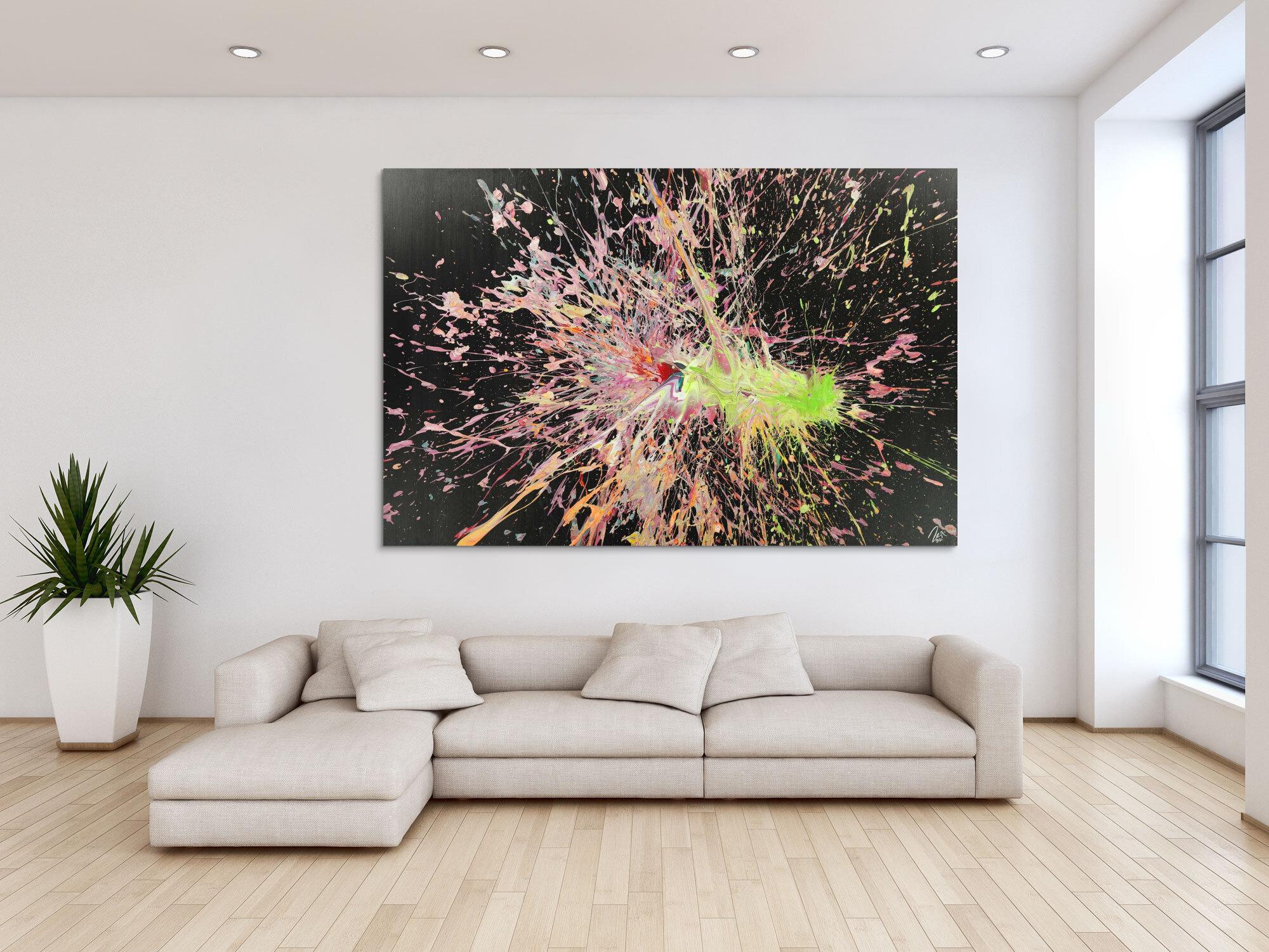 Abstraktes Acrylbild auf Leinwand Action Paniting Modern Art Großformat XXL