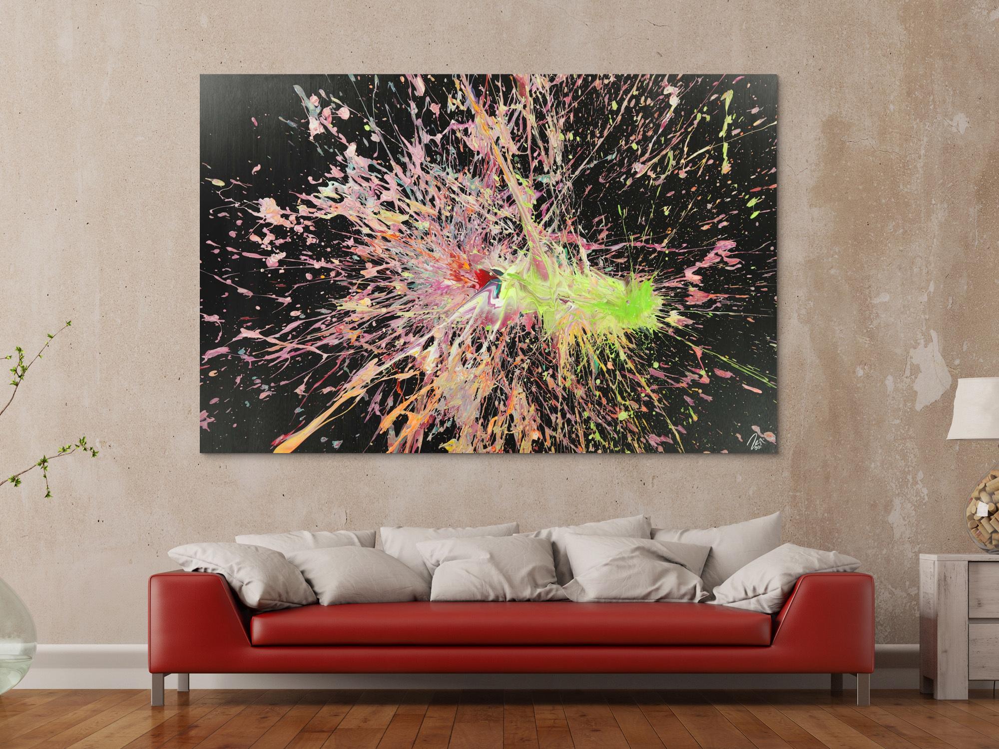 Abstraktes Acrylbild auf Leinwand Action Paniting Modern Art Großformat XXL