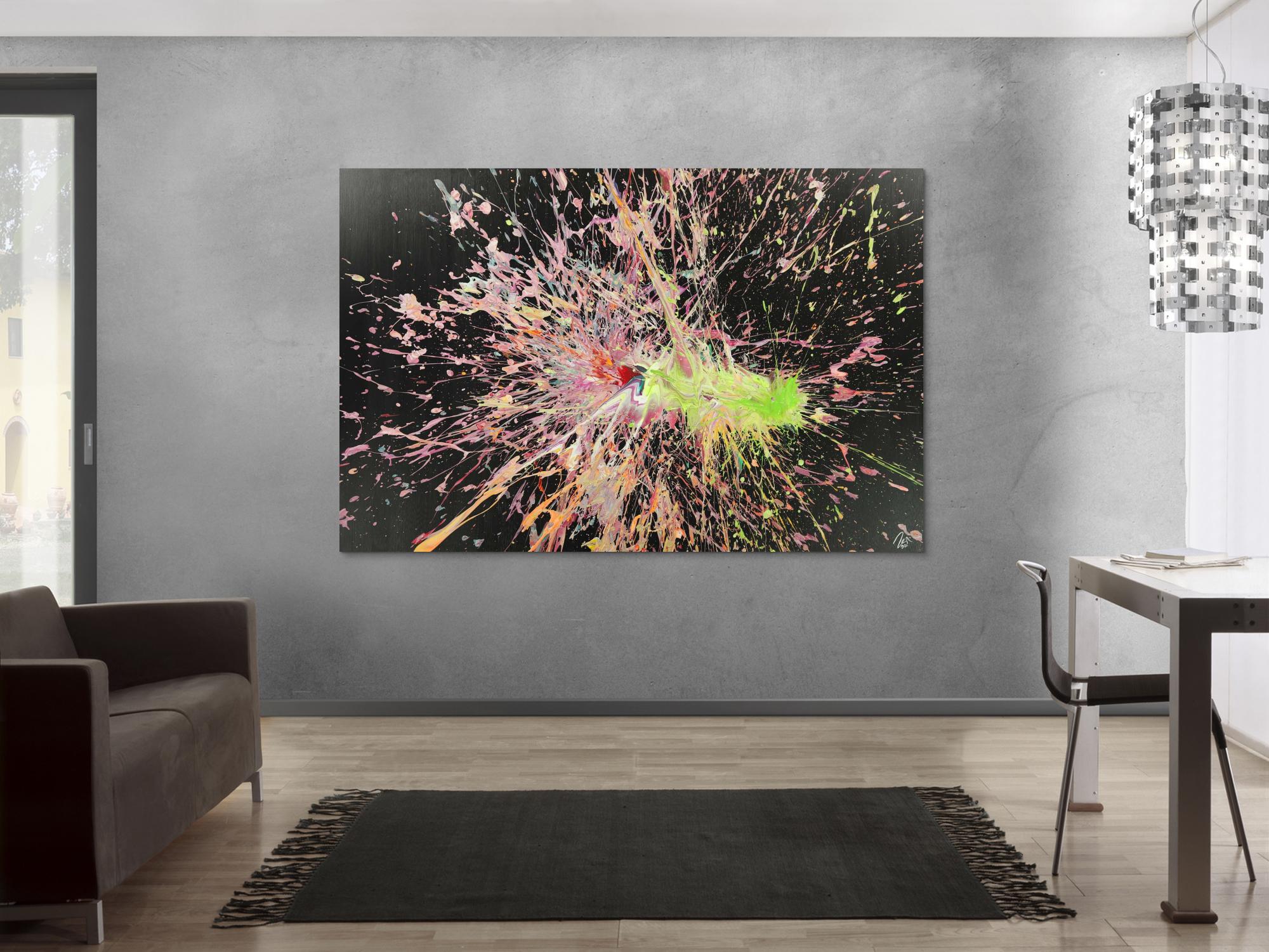 Abstraktes Acrylbild auf Leinwand Action Paniting Modern Art Großformat XXL