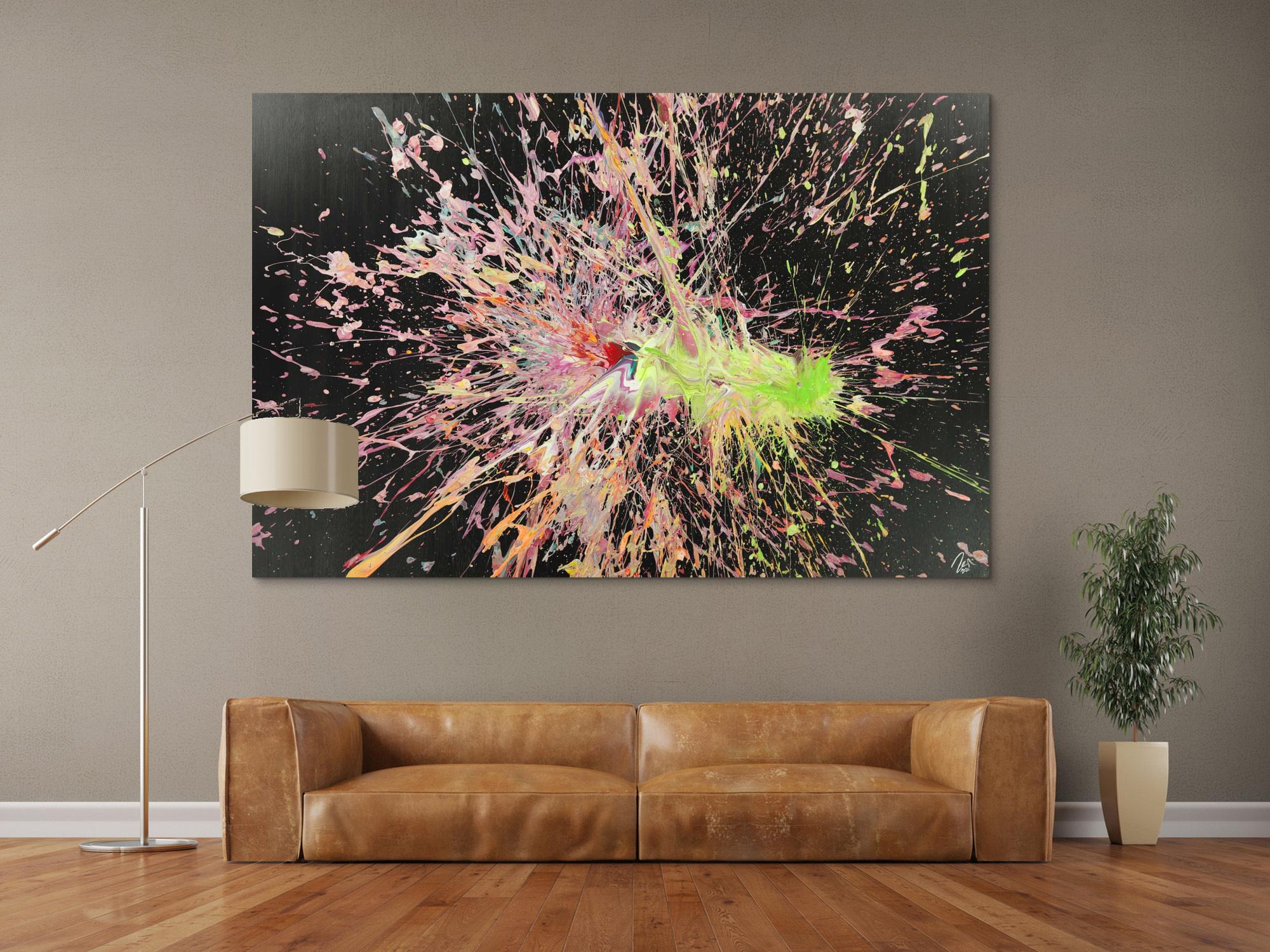 Abstraktes Acrylbild auf Leinwand Action Paniting Modern Art Großformat XXL