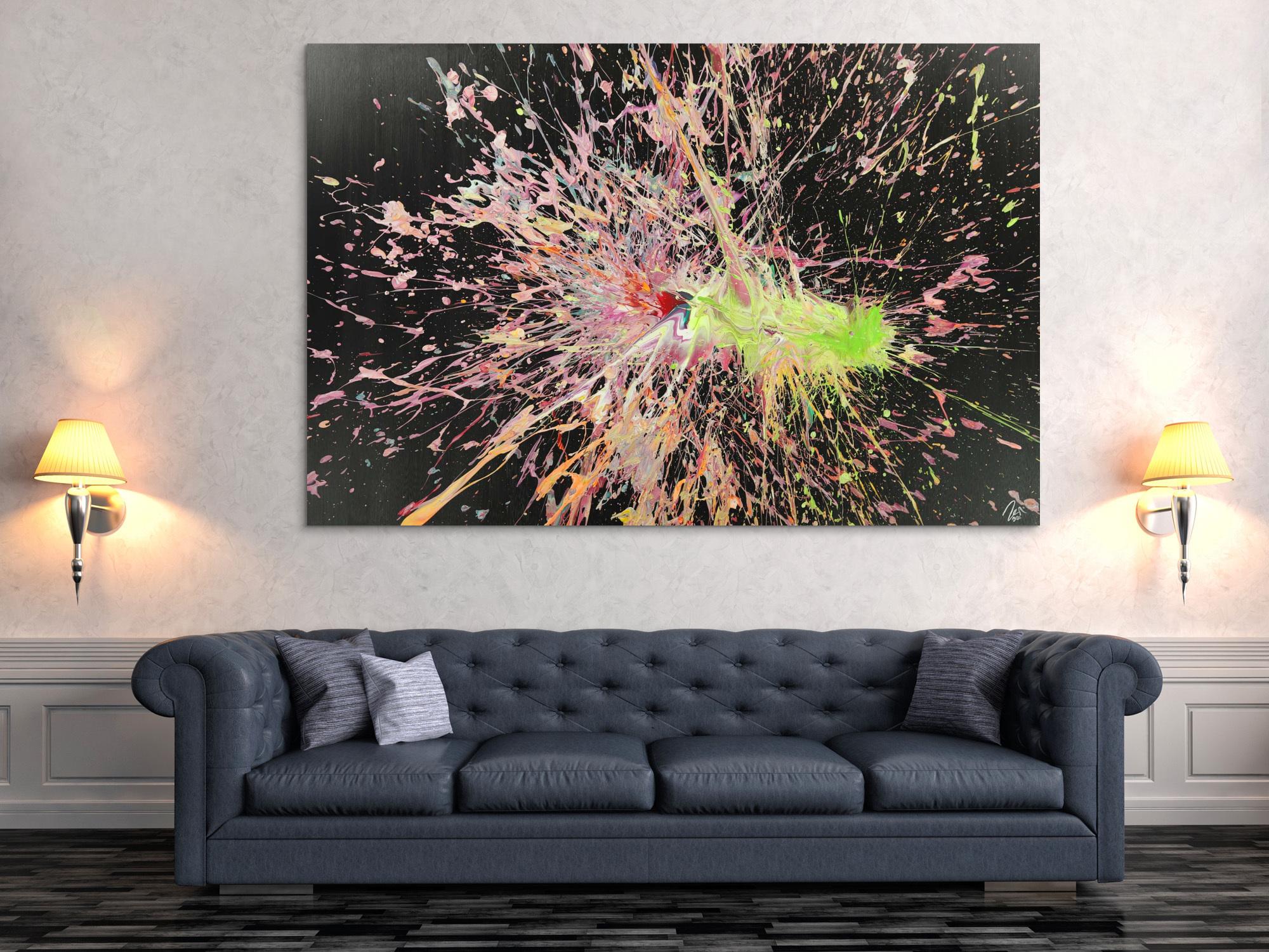 Abstraktes Acrylbild auf Leinwand Action Paniting Modern Art Großformat XXL