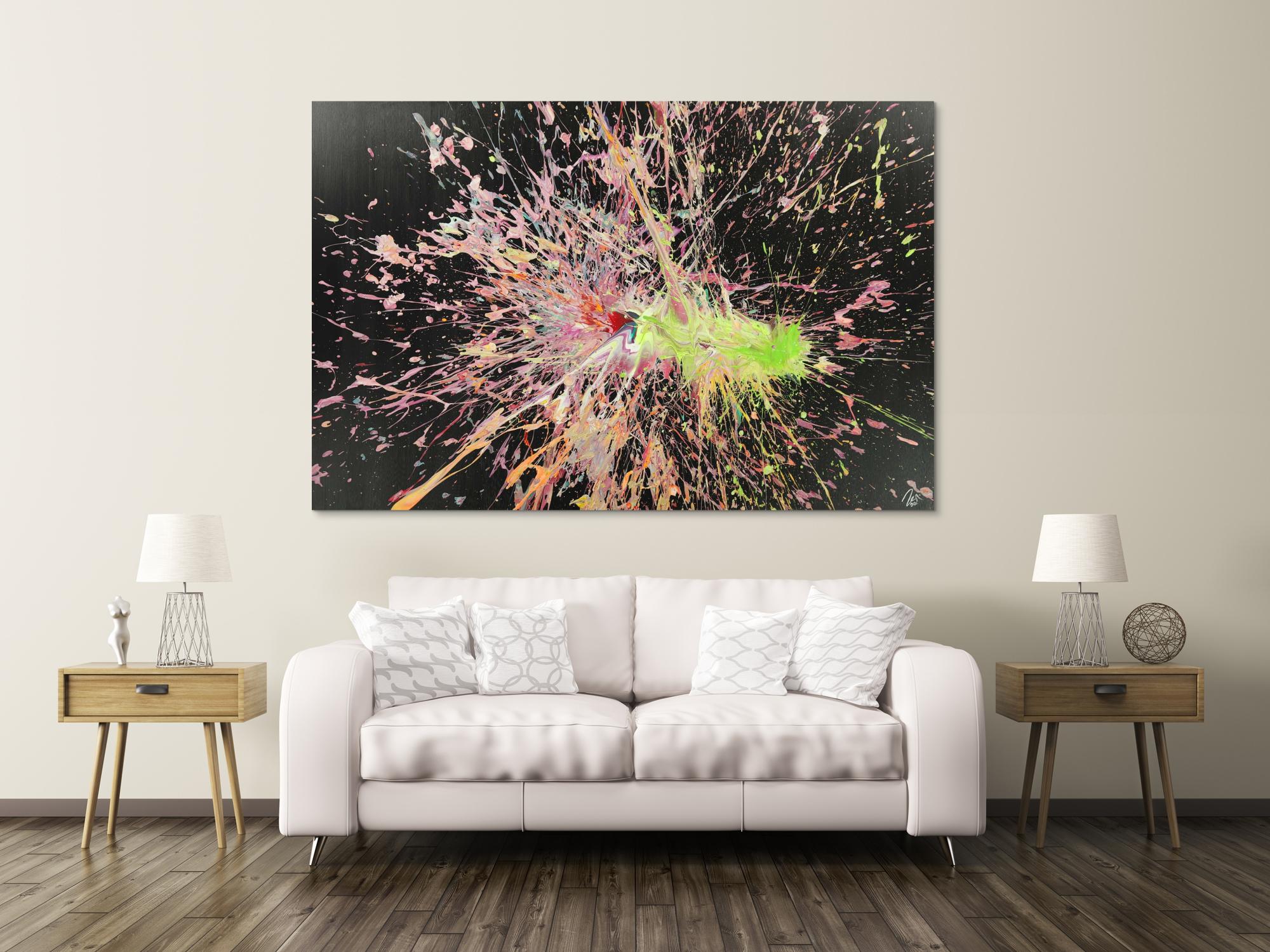 Abstraktes Acrylbild auf Leinwand Action Paniting Modern Art Großformat XXL