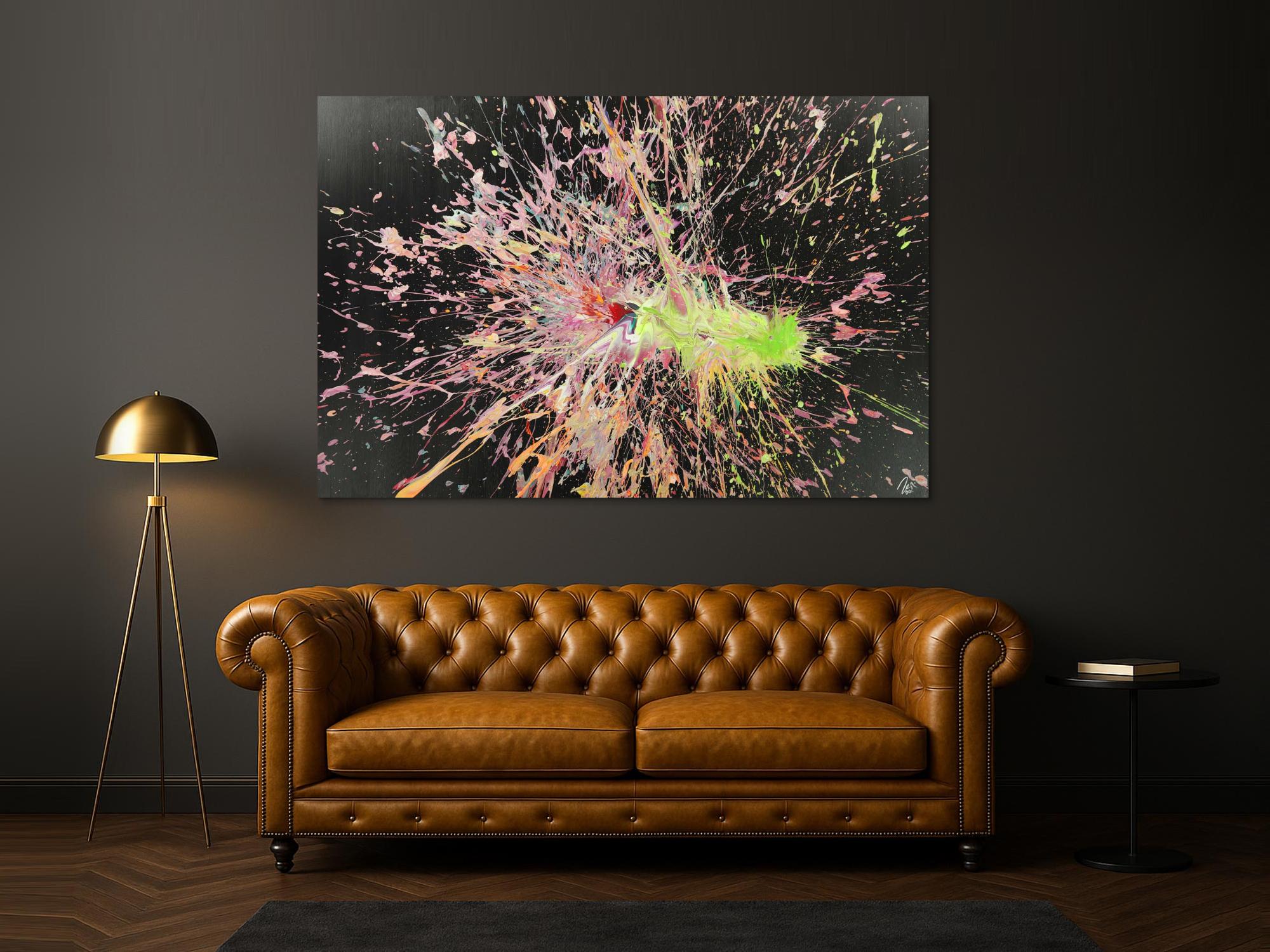 Abstraktes Acrylbild auf Leinwand Action Paniting Modern Art Großformat XXL