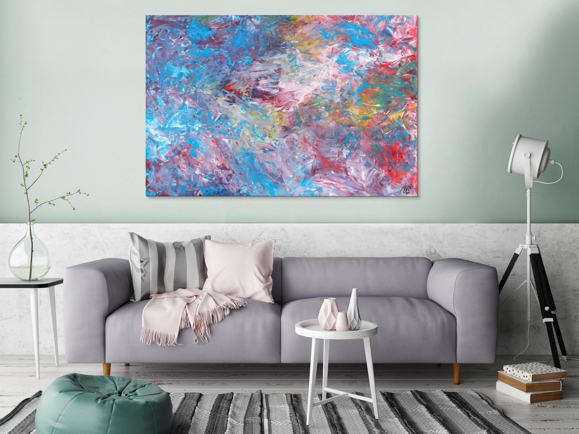 Abstraktes Acrylbild Spachteltechnik handgemalt auf Leinwand