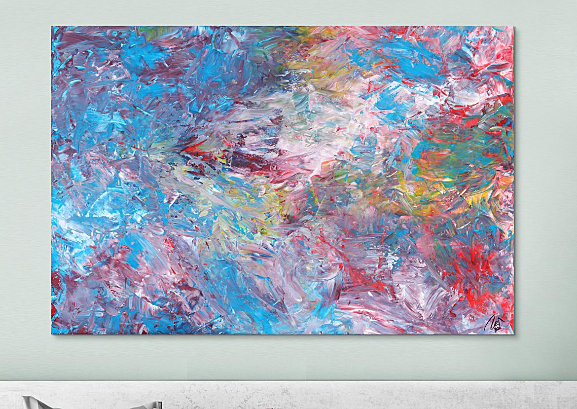 Abstraktes Acrylbild Spachteltechnik handgemalt auf Leinwand