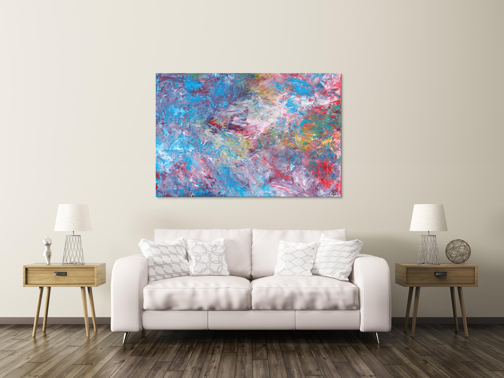 Abstraktes Acrylbild Spachteltechnik handgemalt auf Leinwand