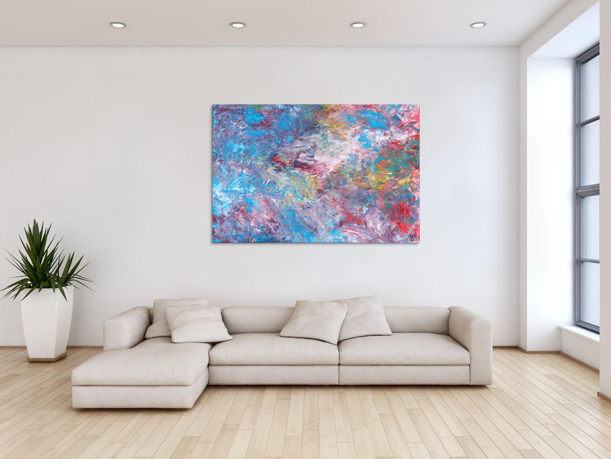 Abstraktes Acrylbild Spachteltechnik handgemalt auf Leinwand