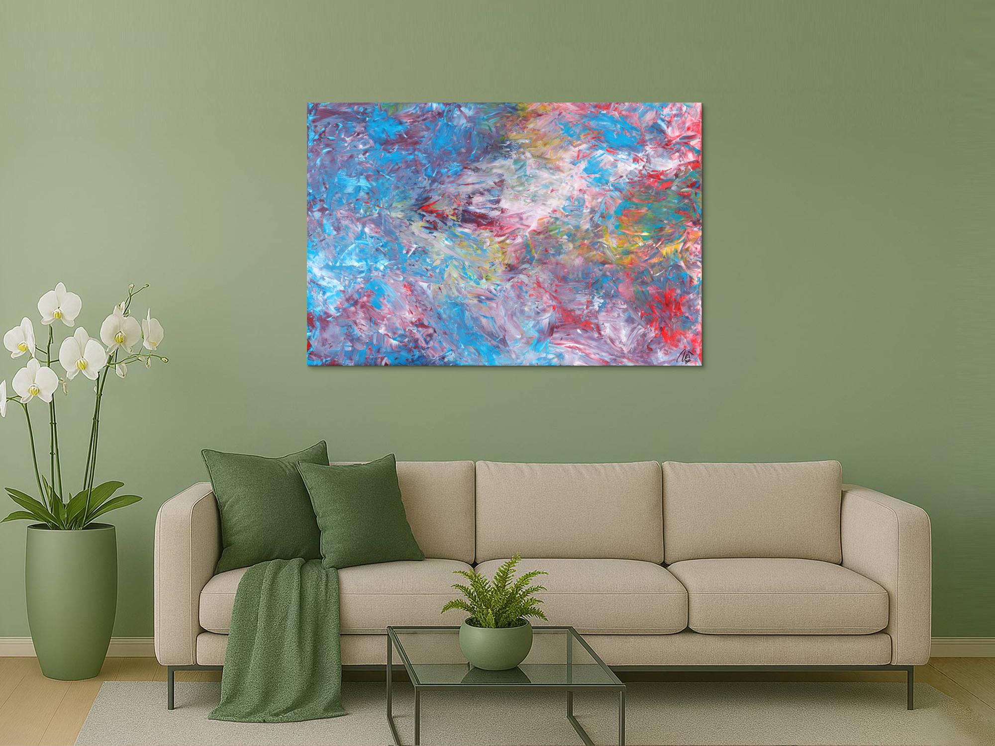 Abstraktes Acrylbild Spachteltechnik handgemalt auf Leinwand